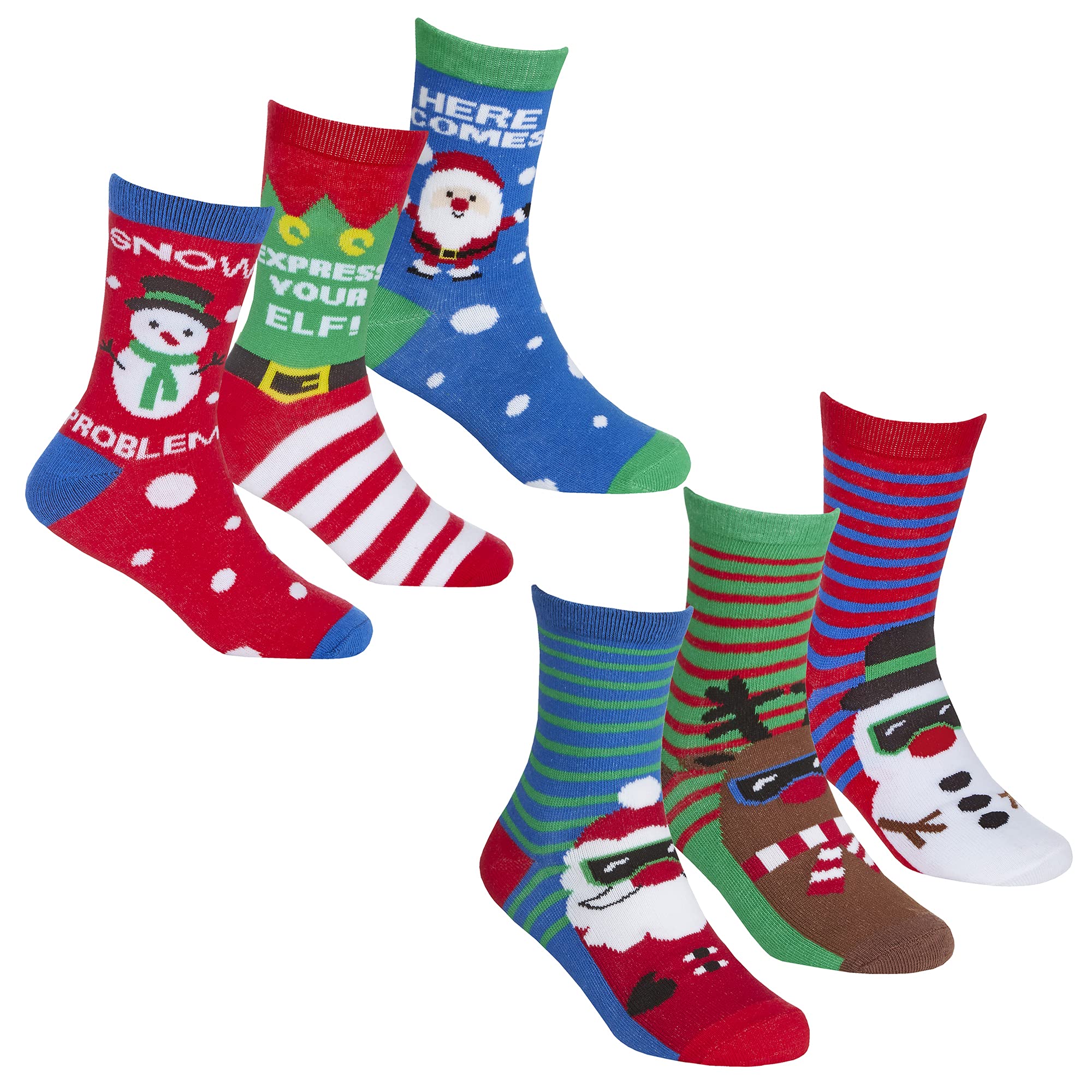 Undercover Girls Kids 6 Pairs Xmas Cotton Rich Socks 42B727 1Xeach 6-8.5