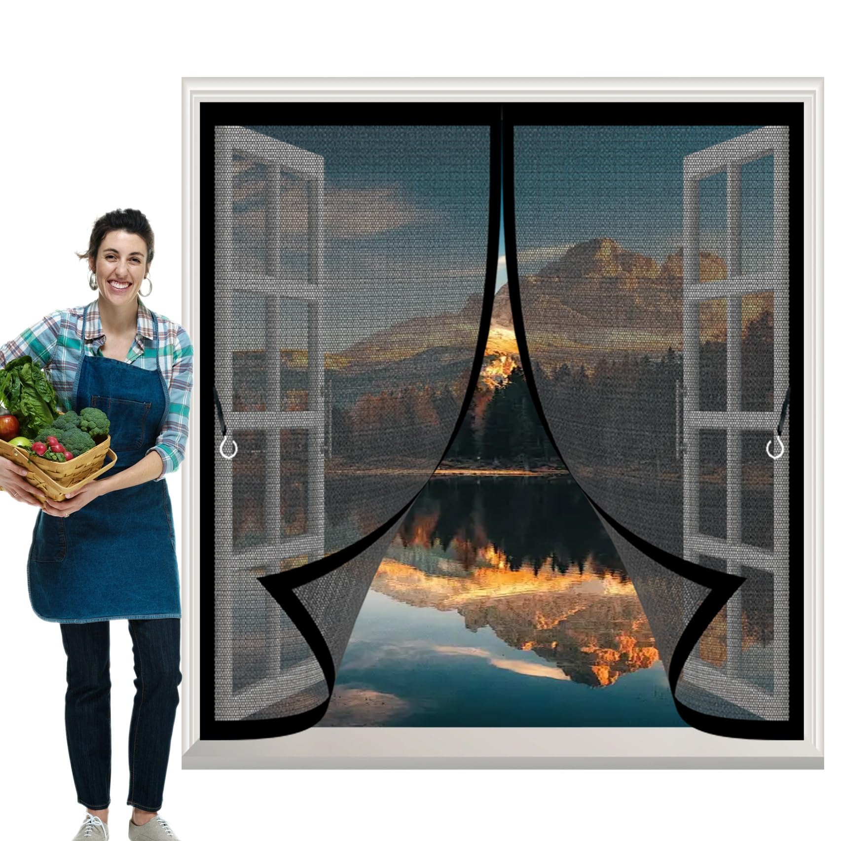 Moustiquaire magnétique 144 x 132 cm pour profiter de l'air frais d'été sans nuisibles