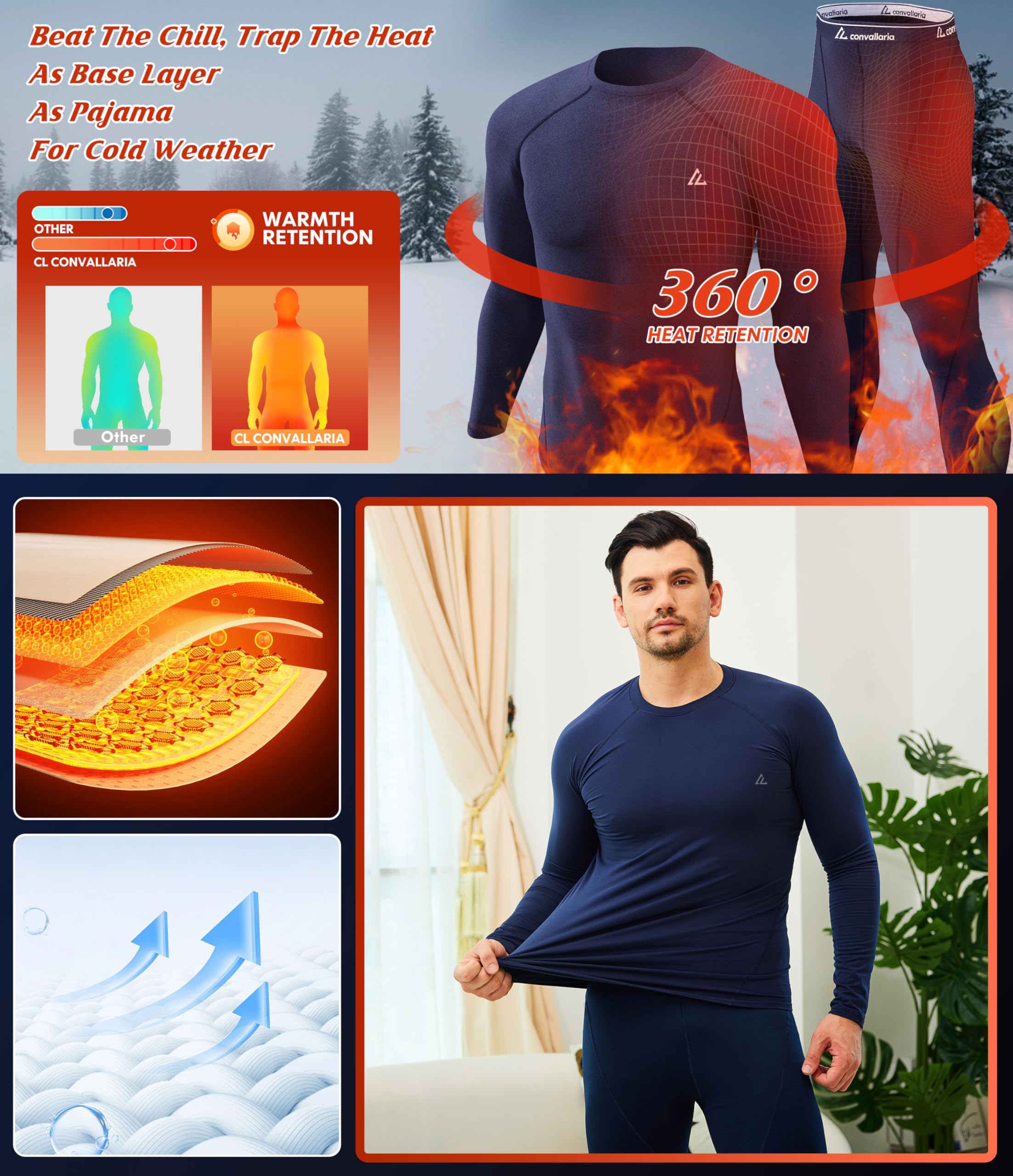 CL Convallaria Intimo Termico Uomo Invernale - Tuta e Pantaloni Termici