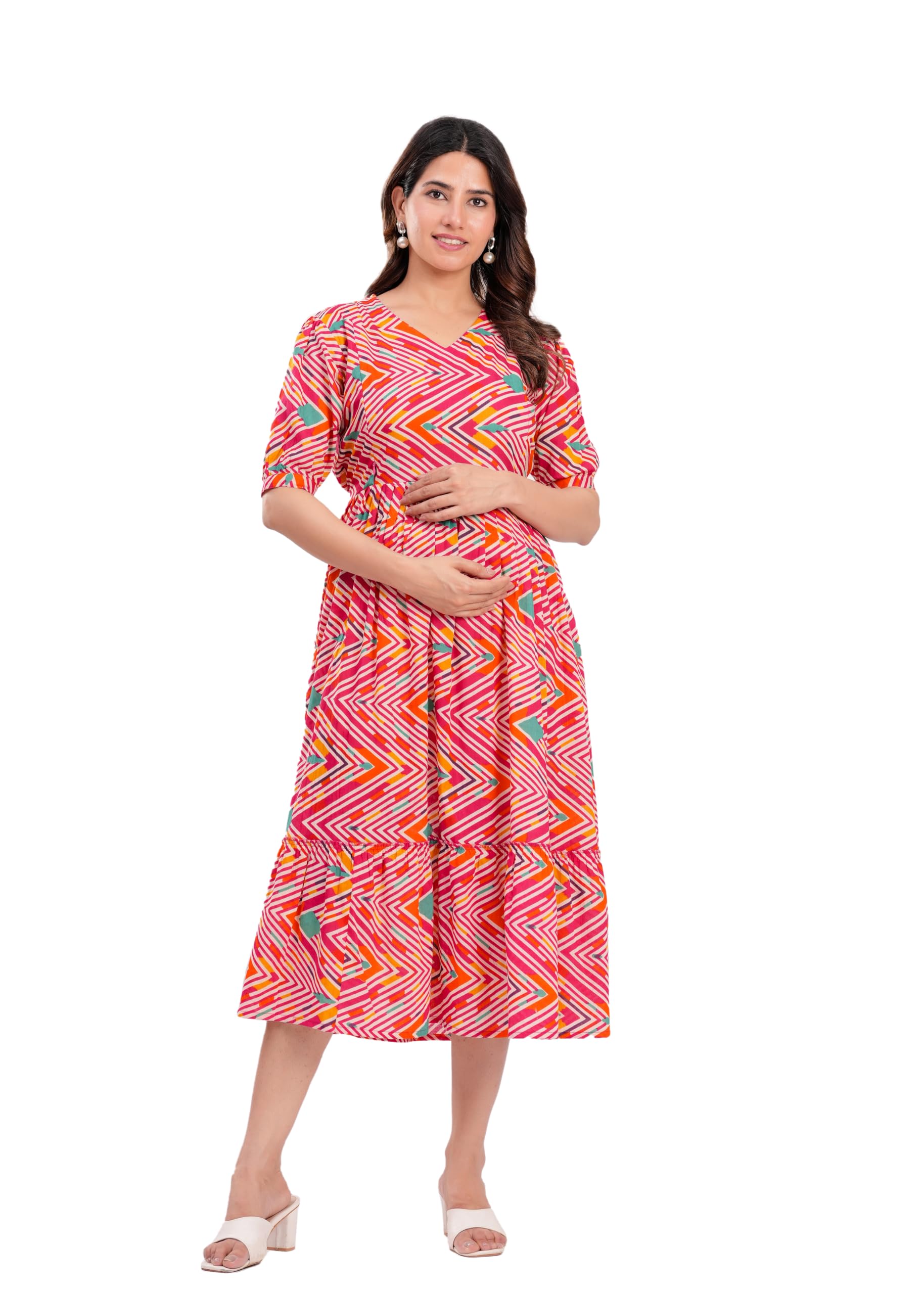 The Moon Star Women's Cotton Floral Printed Anarkali Maternity Feeding Kurti | Breastfeeding Dress for Mothers | Zipper Feeding Kurti, Nursing Kurti, Comfortable and Trendy Maternity Wear-picture-39
