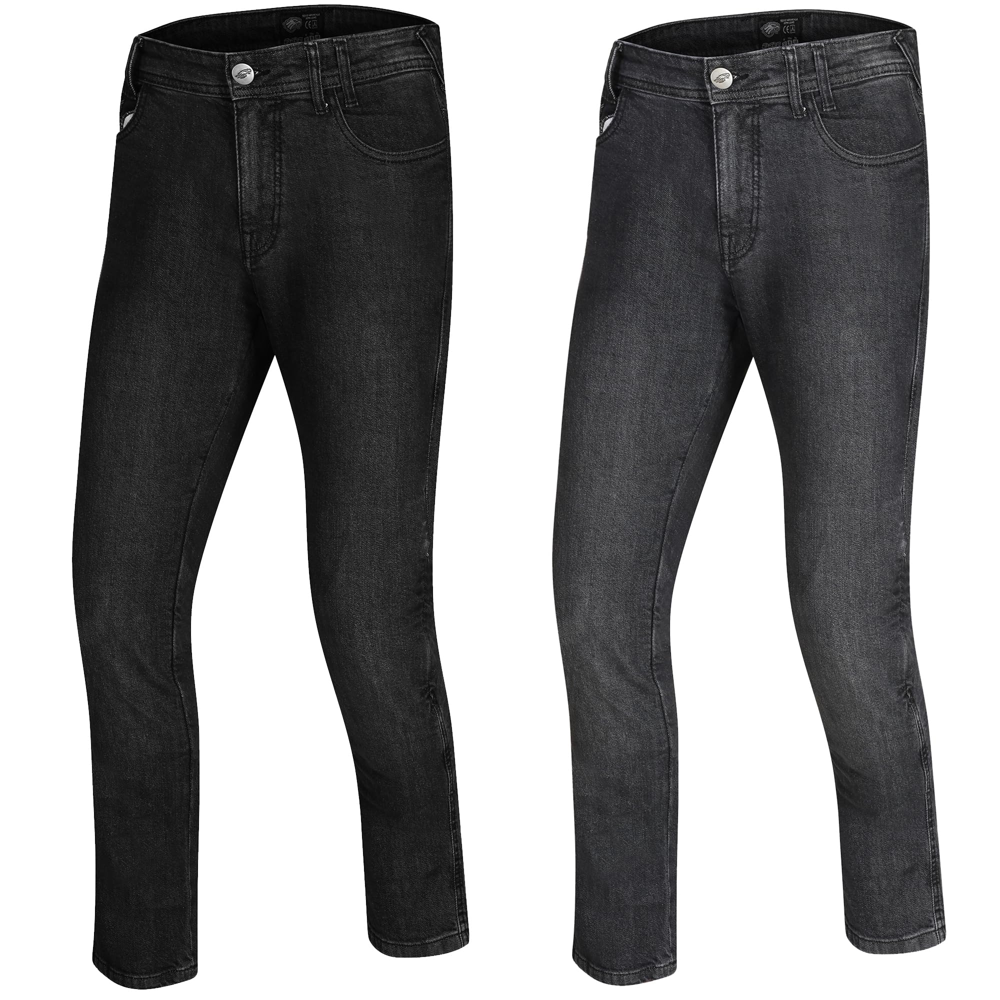 STORM Jeans da Moto Uomo Biker Rinforzato con Protezione CE Certificata Kevlar Pantaloni Motorcycle Eagle Denim con Armature