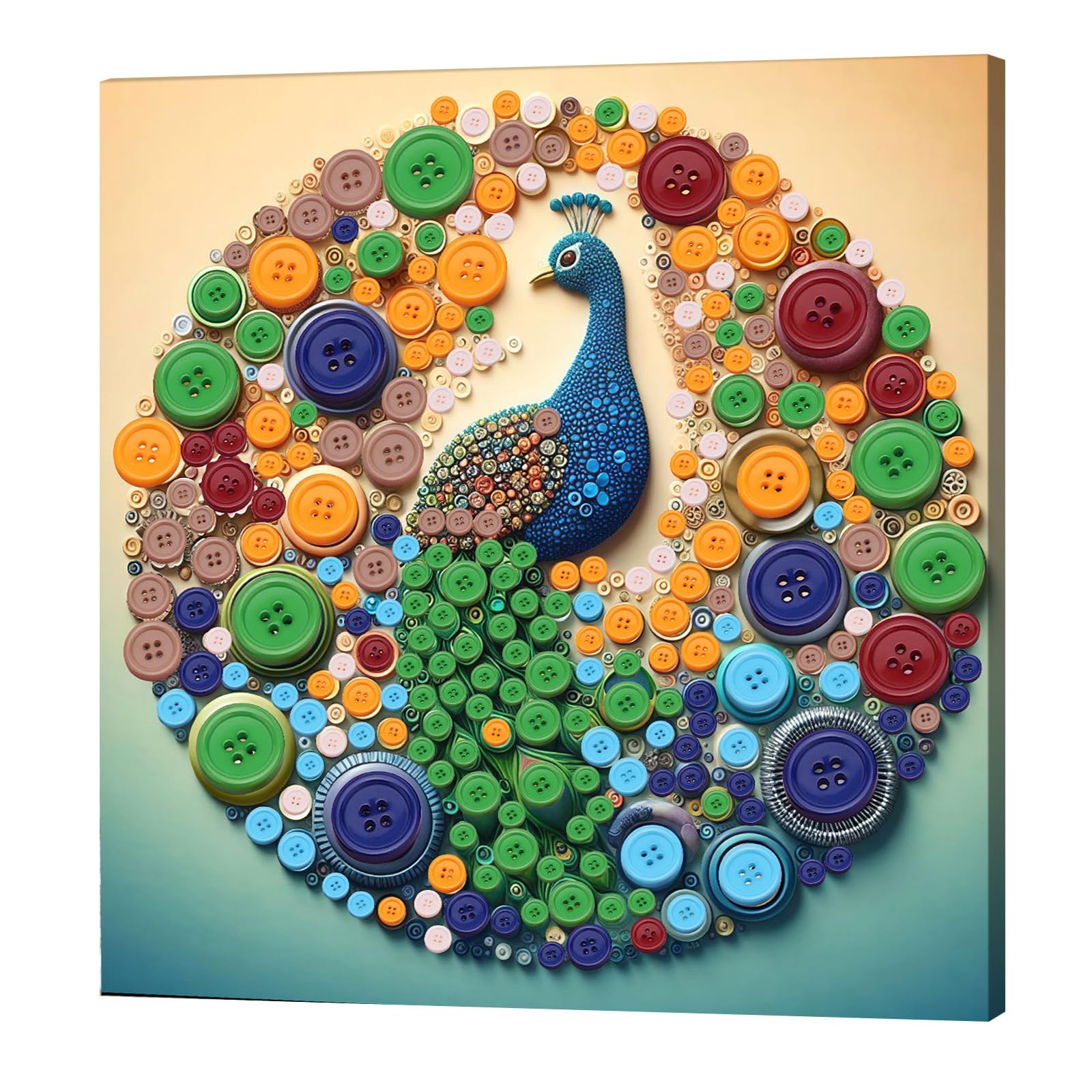 Kexpery Paint by Numbers Kit with Resin Buttons for Animal Wall Decor 30x30cm for Adults Beginners