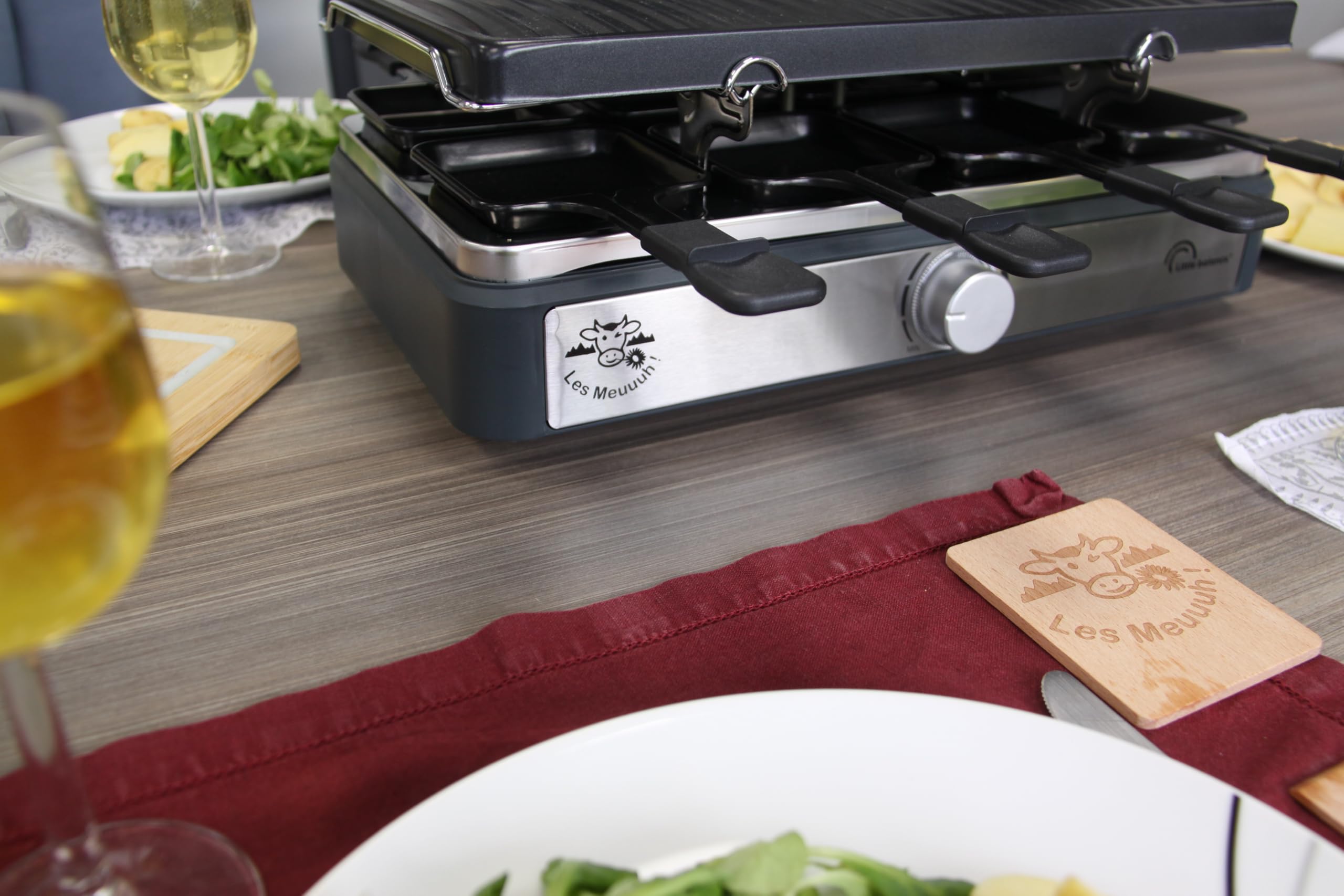 Appareil a raclette rectangulaire - LITTLE BALANCE - Maxi Grill & Cheese - 1400 W - 8 personnes - Meuuh / design poivre