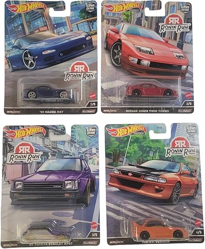 Hot Wheels Car Culture 2022 Ronin Run - Juego de 4 vehículos fundidos a presión de FPY86-957P