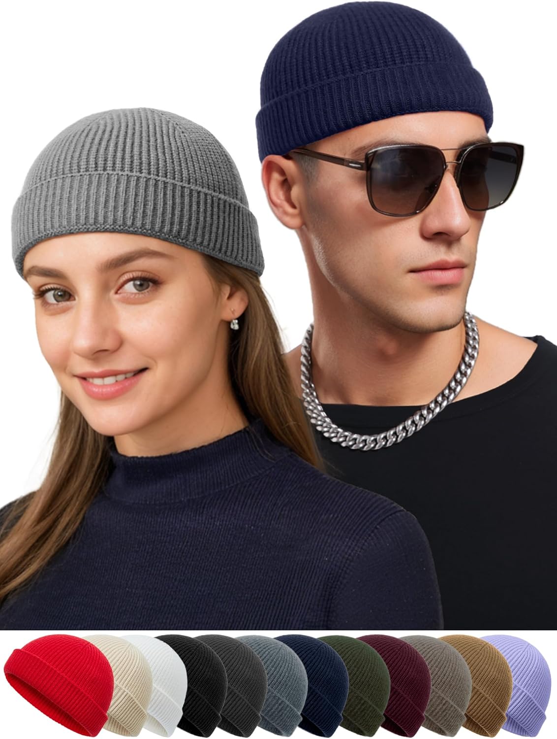 vidsel Thin Wool Fisherman Beanie Hat for Men Women Fall Winter,Short Knit Cuffed Fashion Trawler Skull Cap,Watch Cap - Image 7