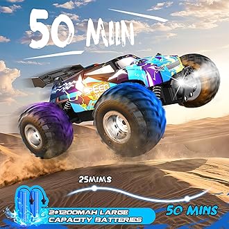Remote Control Car, 2WD Off-Road Rc Truck, 20 KM/H All-Terrain RC Cars with Headlights & Body Lights, 2.4GHz, 2 Batteries, Remote Control Car for Boys 4-7 8-12, Gift Toys for Boys Girls
