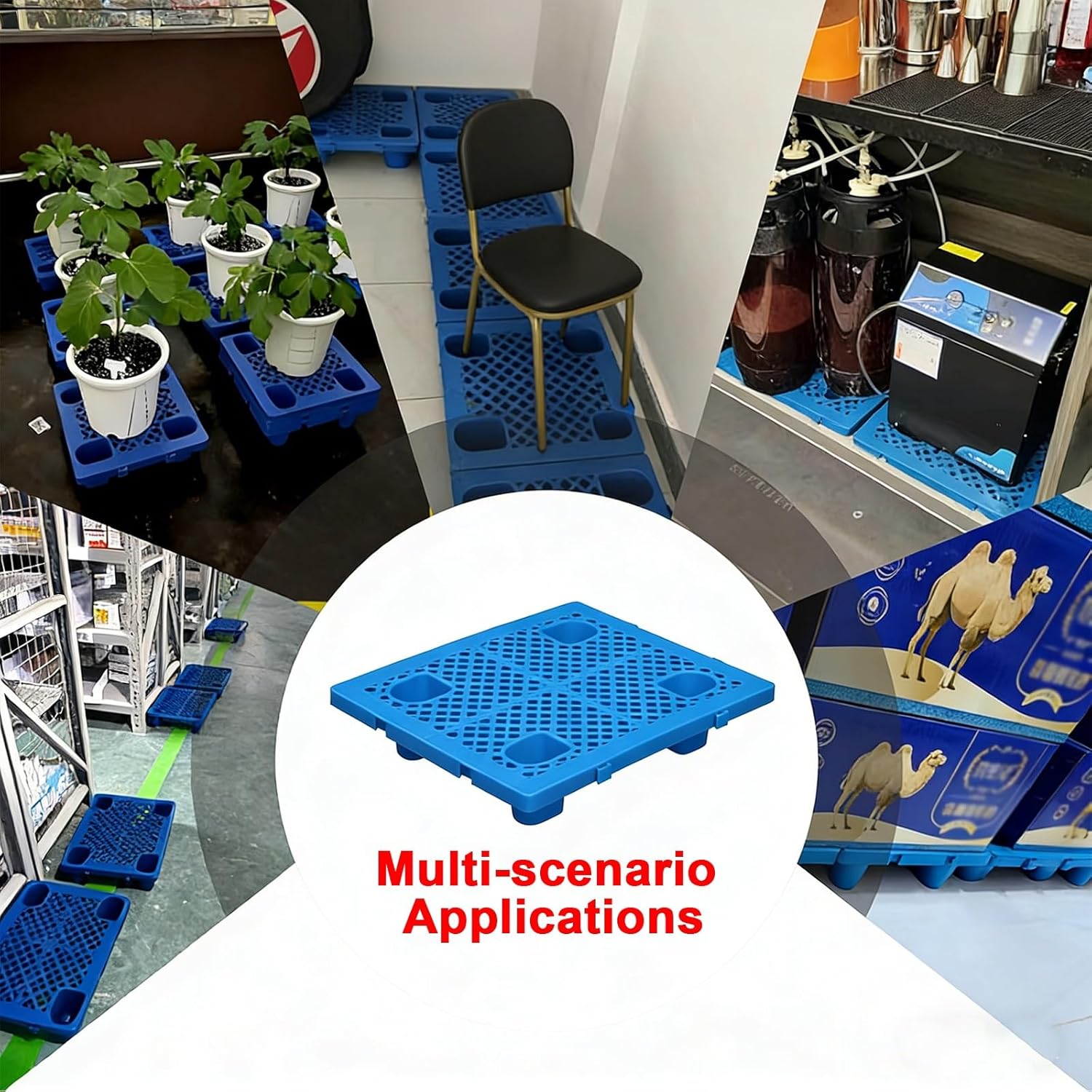 Plastic Pallets, Stackable Mesh Pallet, Waterproof and Moisture-Proof, Suitable for Warehouses, Supermarkets and Basements(4PCS,50x35cm/19.7x13.7in)