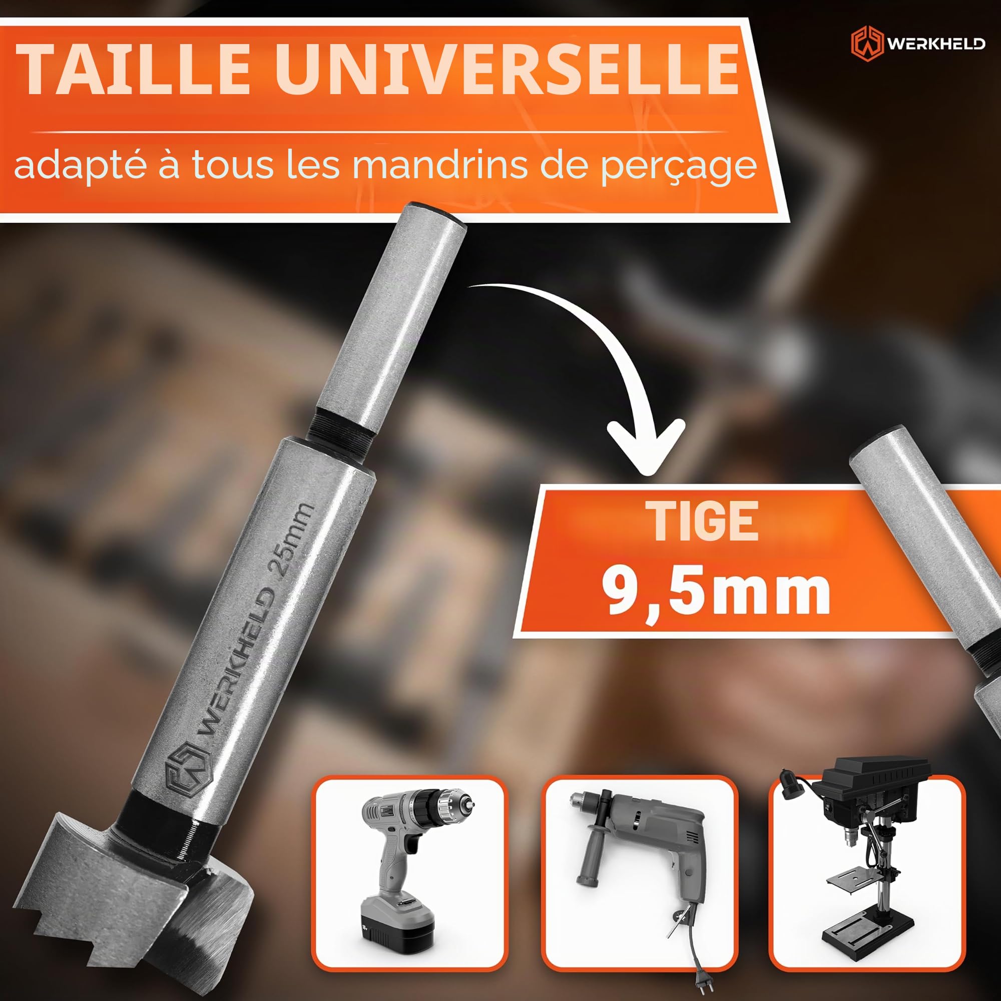 Jeu de mèches Forstner [précises & extra durcies] - 13 mèches différentes de 10 à 60 mm pour tous les types de bois [boîte de rangement incluse]