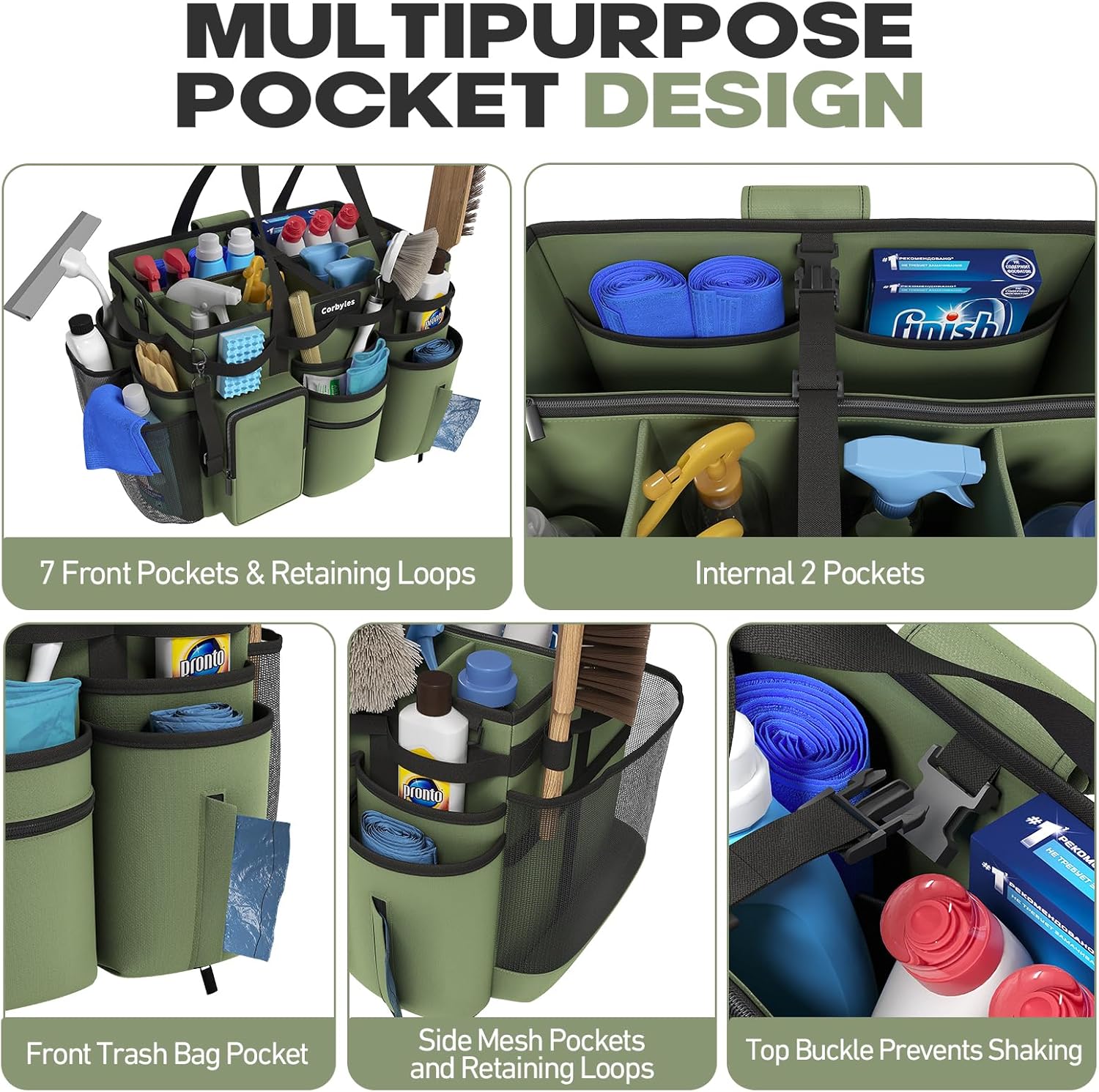 Rolling Cleaning Caddy Bag with Detachable Trolley, Martinique Ubuy