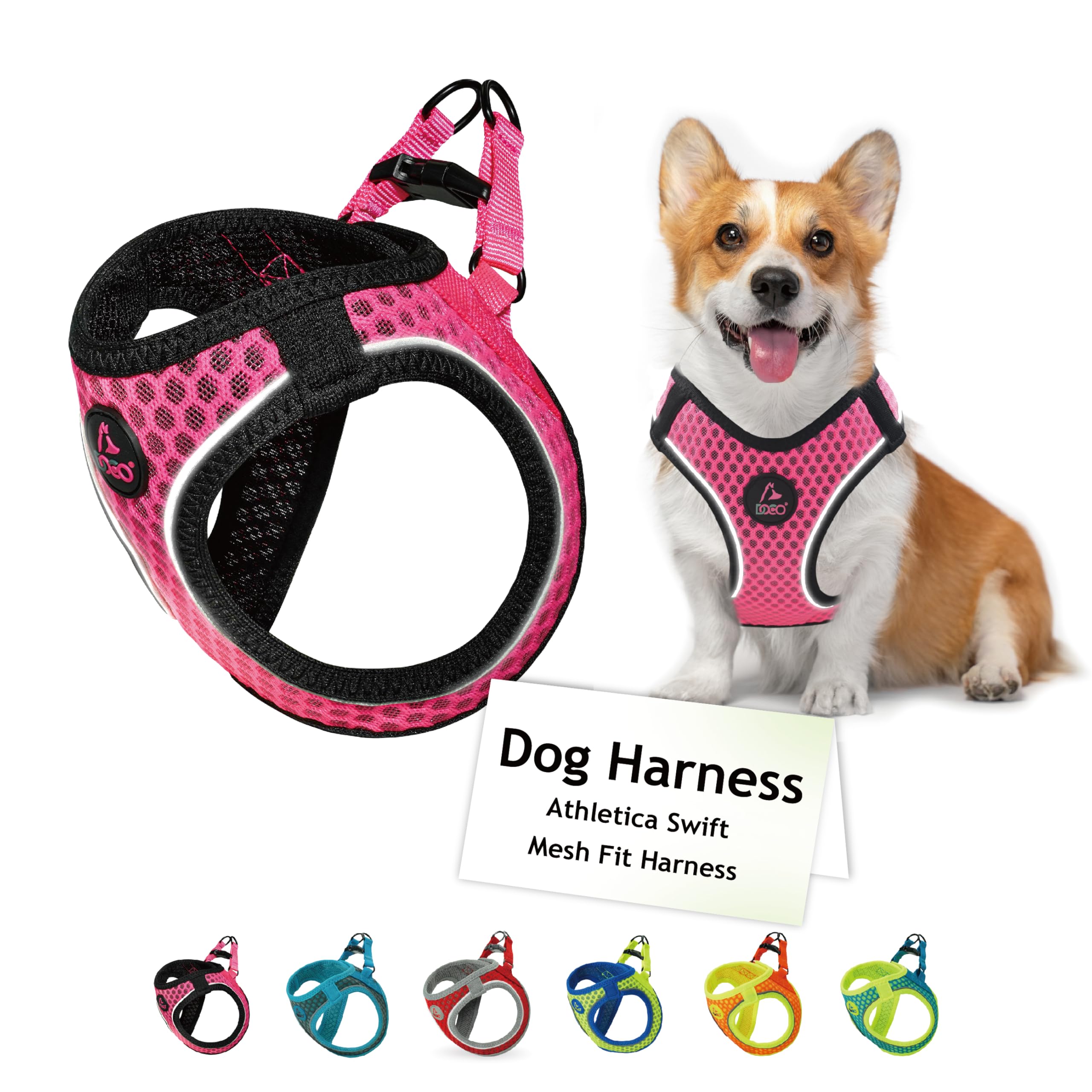 DOCO Dog Harness for Large Sized Dog - Athletica Adjustable, No Pull, No Choke, Puppy Vest Lightweight Air Mesh, Reflective, Puppy Essentials - Hot