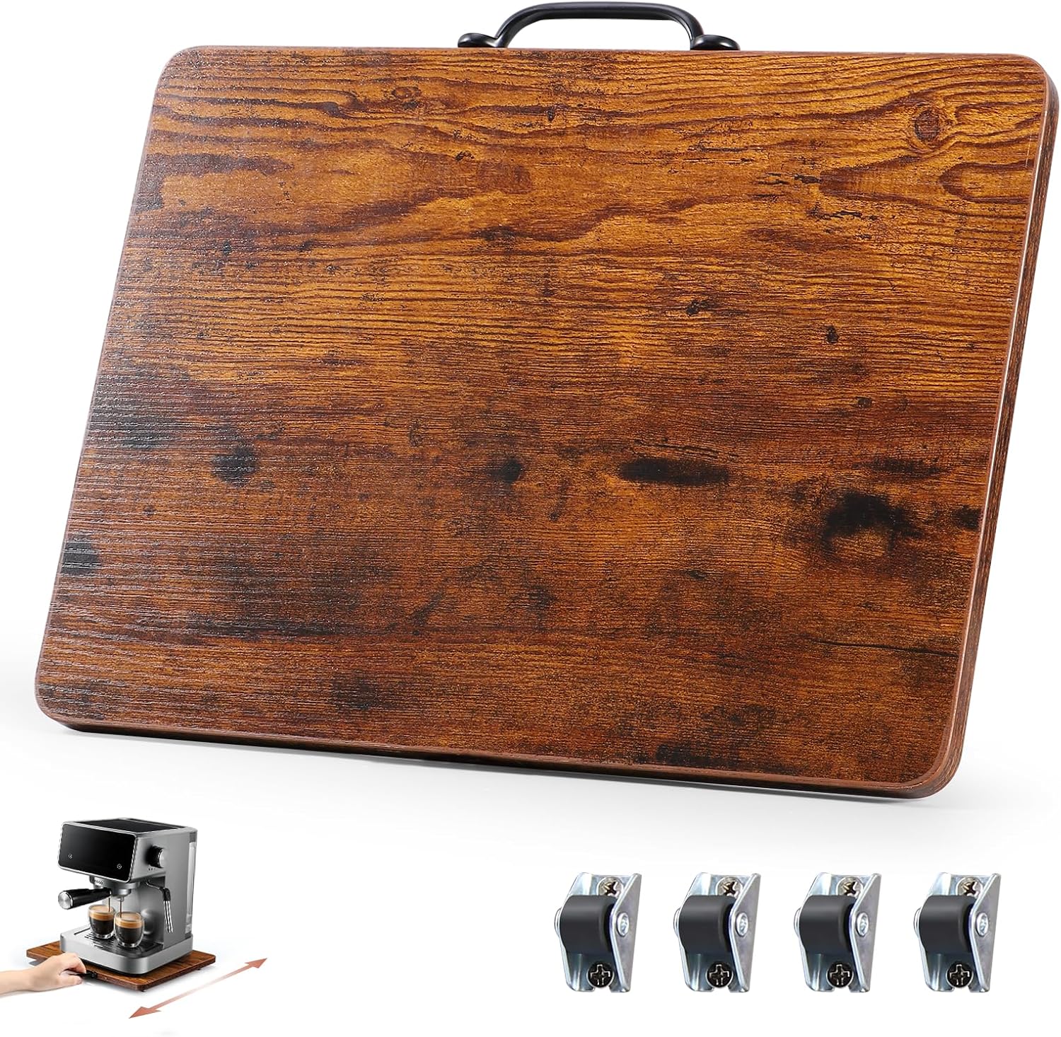 Appliance Slider, Sliding Tray for Coffee Maker, Coffee Pot Slider for Countertop, Kitchen Appliance Rolling Tray with Rubber Wheels (Rustic Brown, Large – Wide (16″ X 12.5″)) Appliance Slider, Sliding Tray for Coffee Maker, Coffee Pot Slider for Countertop, Kitchen Appliance Rolling Tray with Rubber Wheels (Rustic Brown, Large – Wide (16″ X 12.5″))