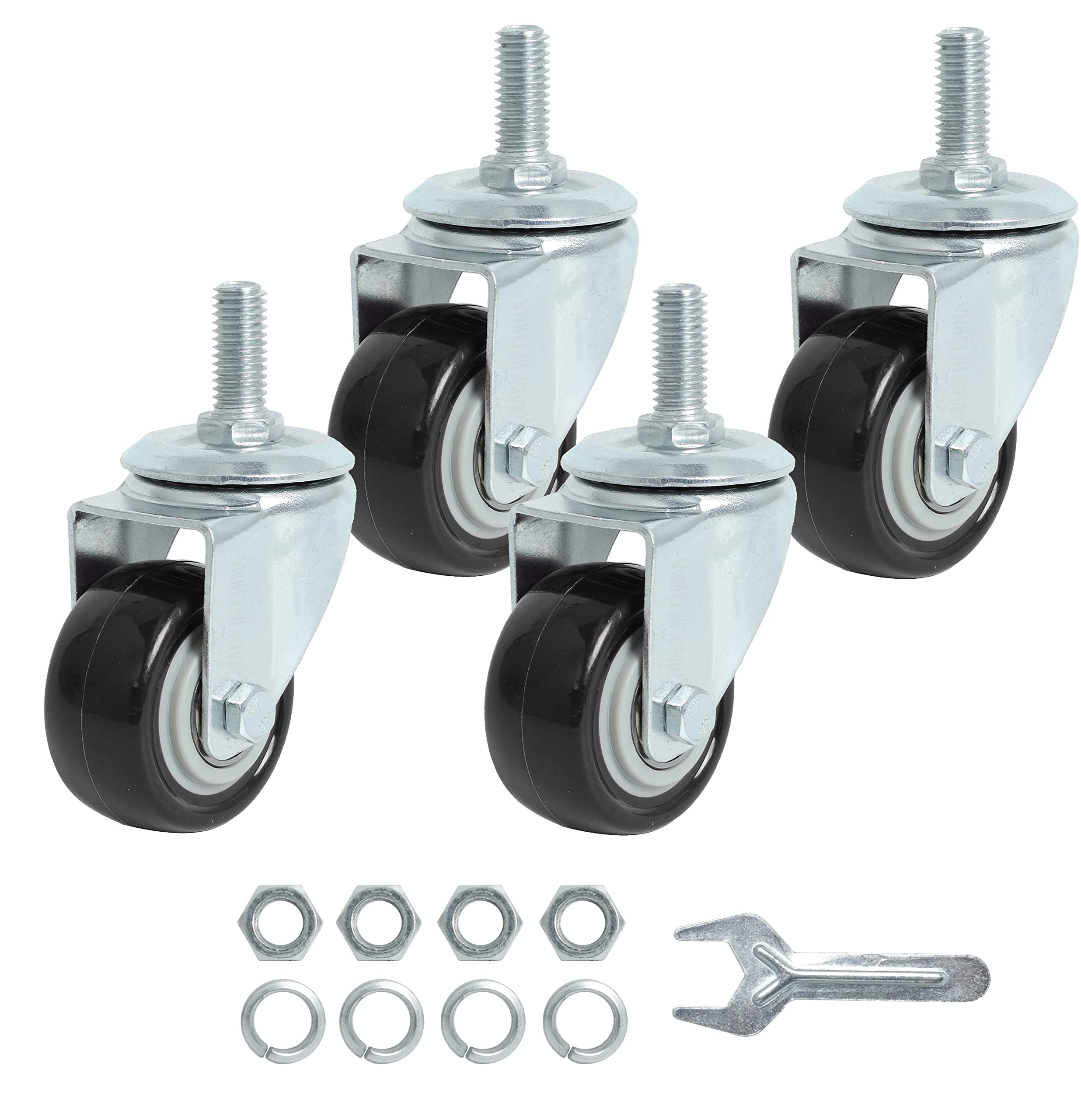 Photo 1 of Finnhomy Stem Caster Wheels 2 Inch Heavy Duty Threaded Swivel Casters 3/8"-16x1 Set of 4 Premium Polyurethane Wheels PU Anti-wear Smooth Casters, Black