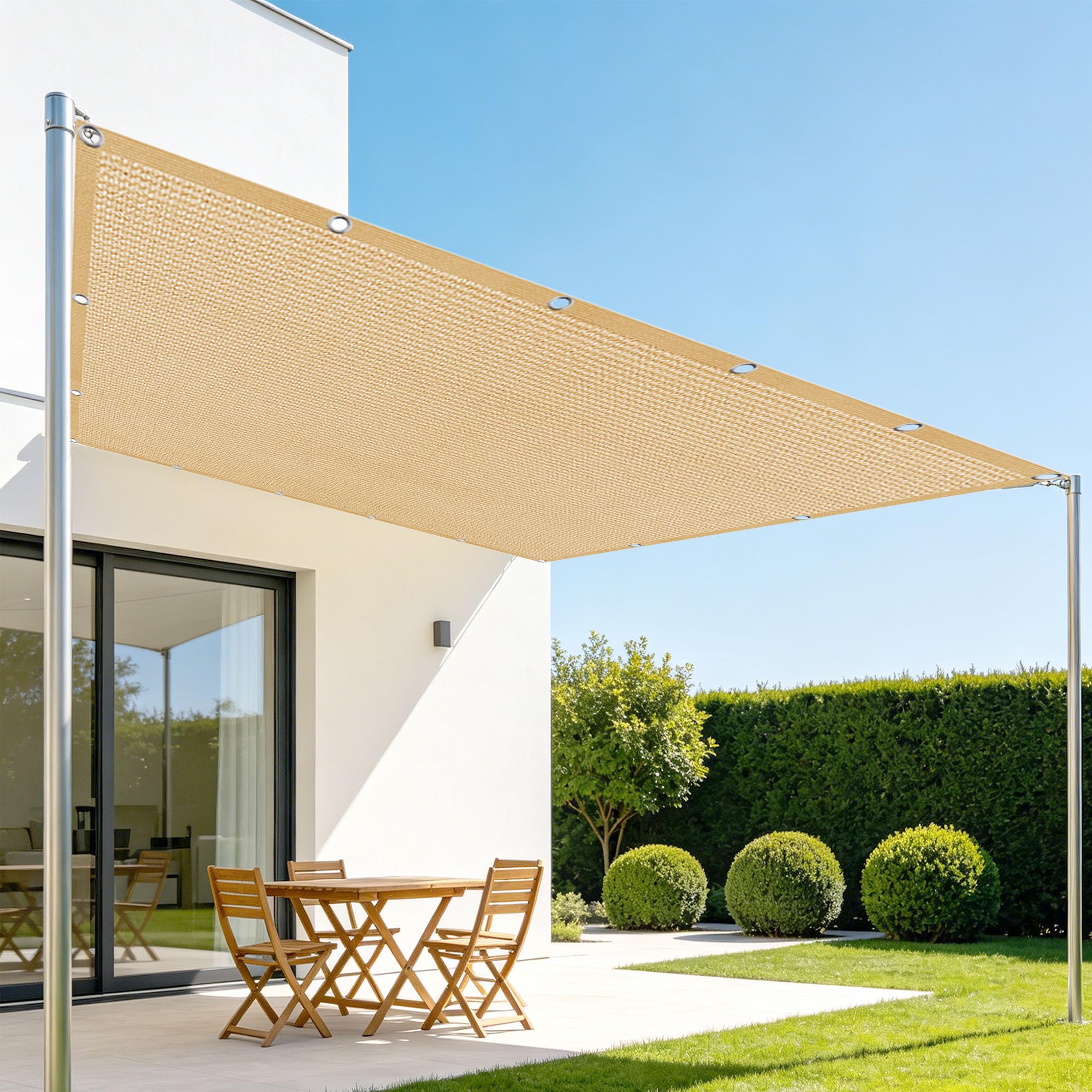 Filet protection solaire respirant avec oeillets pour terrasse
