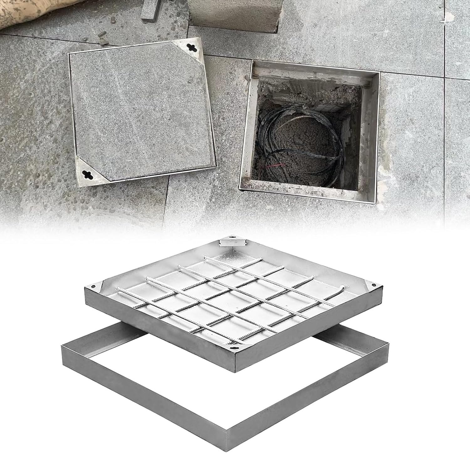 WXPGFEQ Stainless SteelWaterproof Inspect Cover Metal Draina Access Lid for Basements & Septic Tan 30101 cm Manhole Cover