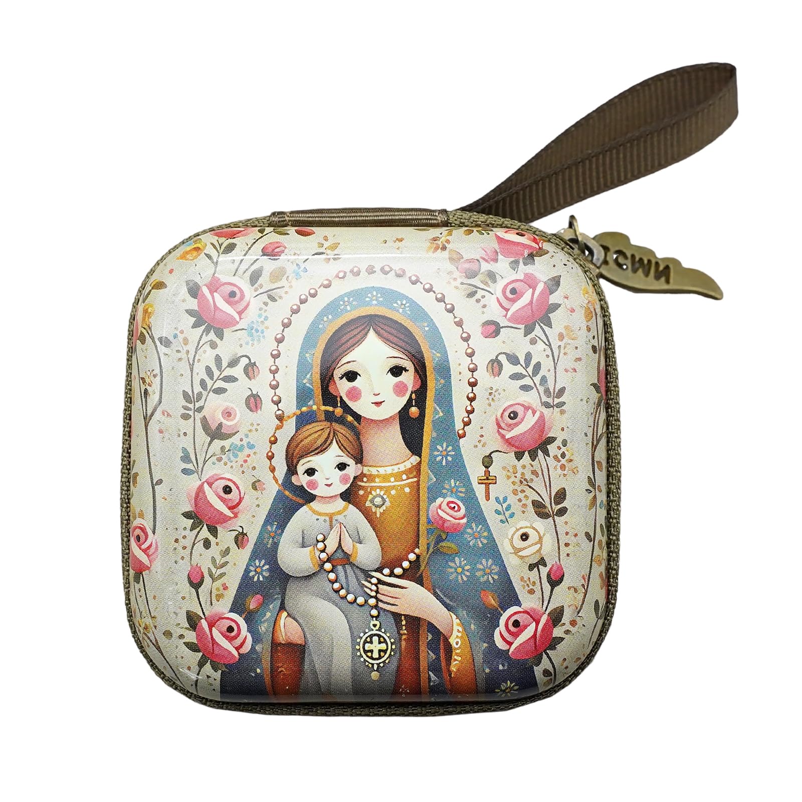 HGENAHGTF Sturdy Rosary Organizers Bag with Cartoon Pattern Multipurpose Religious Item Carriers for Home Travel Use Square Cartoon Rosary Pouches