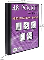 Vista 6 de Better Office Products Libro de presentación encuadernado con 48 bolsillos, colores surtidos, cubierta frontal transparente, 96 páginas protectoras