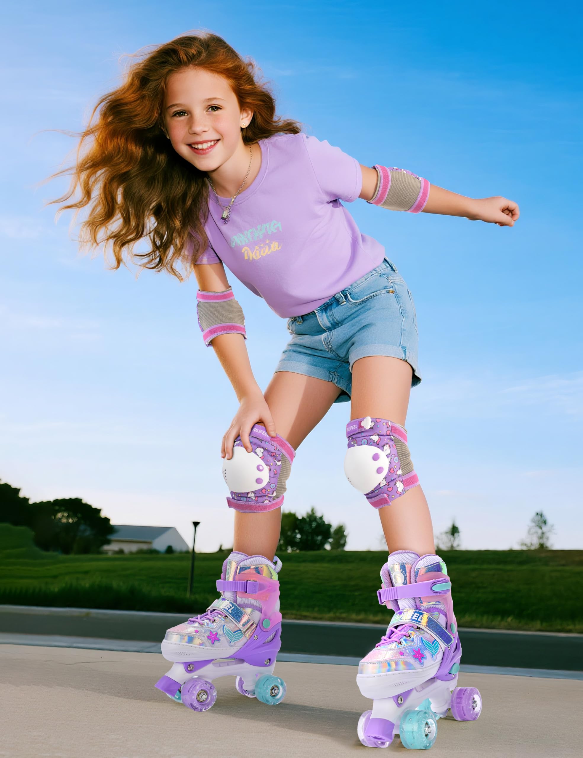 SULIFEEL Patins à roulettes réglables pour Enfants de 3 à 5 Ans, 5 à 8 Ans, 6 à 12 Ans, avec 4 Tailles de lumière réglable sur Roues, Meilleur Cadeau pour Les Enfants pour Les débutants, Sports