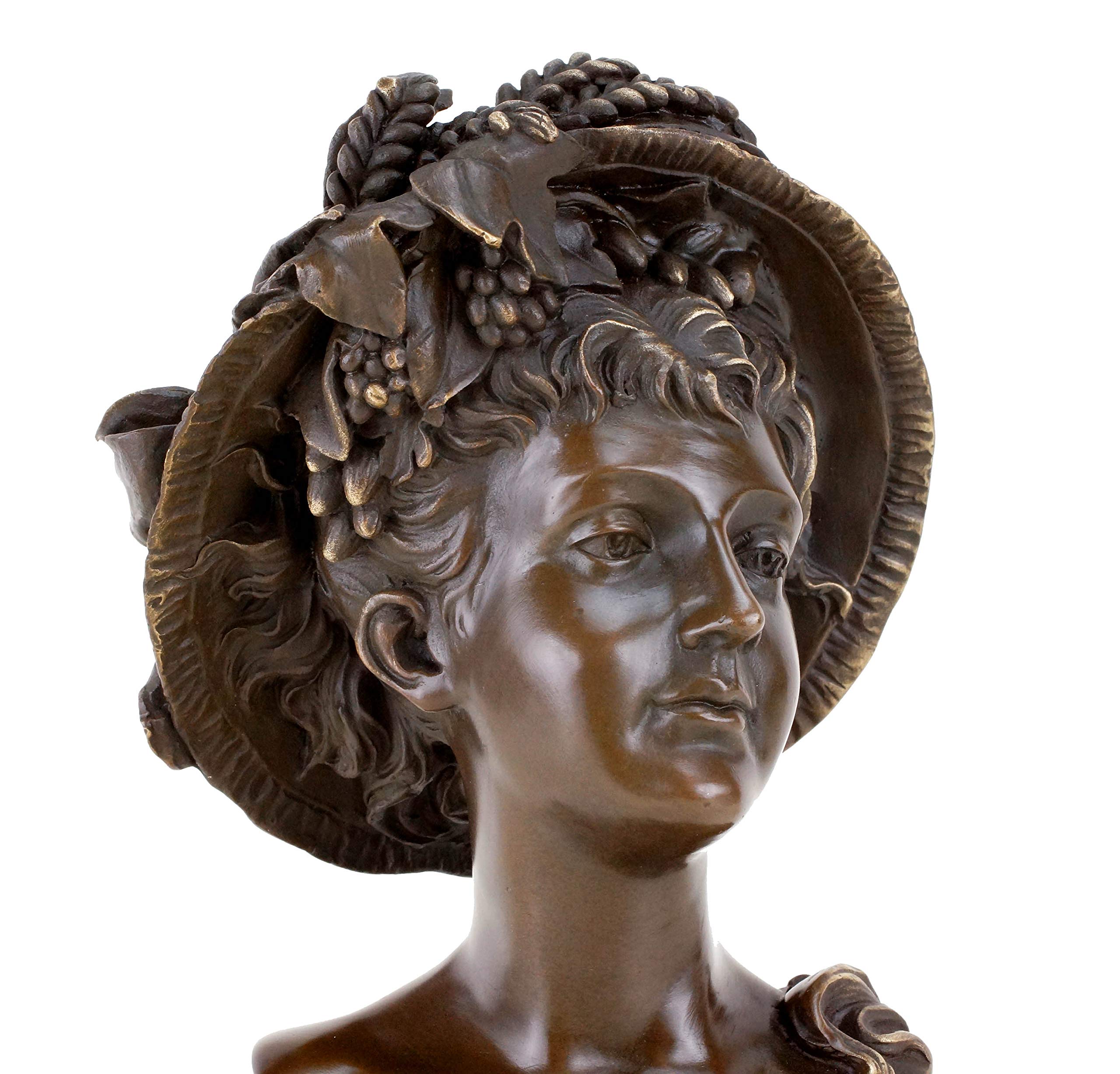 Kunst & Ambiente - Busto per ritratti in bronzo, statuetta da donna in stile liberty, autografata, altezza: 26 cm, base in marmo