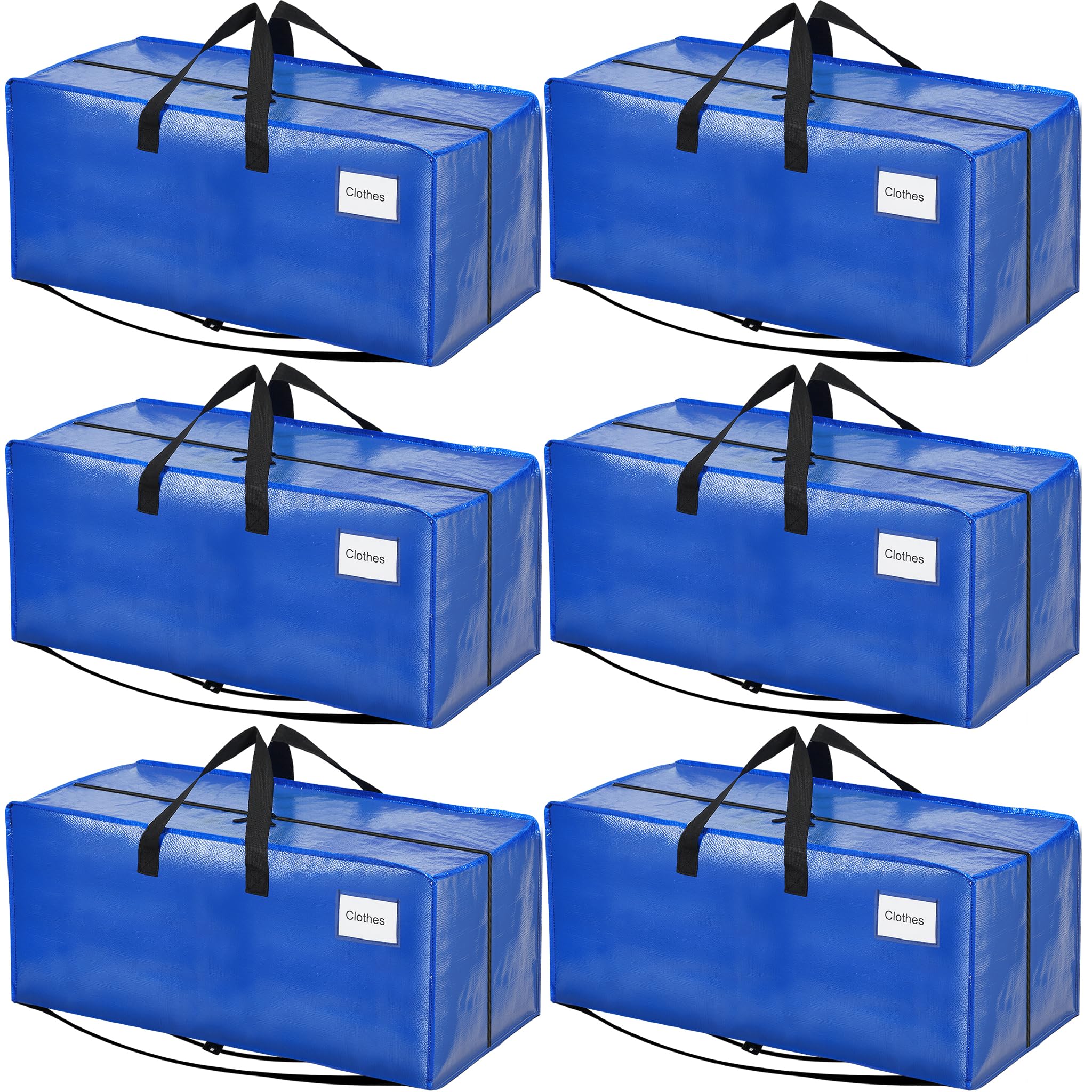 BAGAIL Heavy Duty Moving Bags with Strong Handle, Extra Large Moving Boxes, Storage Tote for Clothes, College Moving Supplies(Light Blue, 6 Pack)