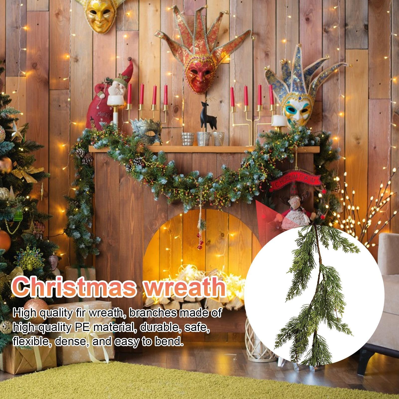 Guirlande De Noël Artificielle Pin Cèdre - Déco Intérieur/extérieur, PVC Réaliste, Longueurs 150/180/270 Cm