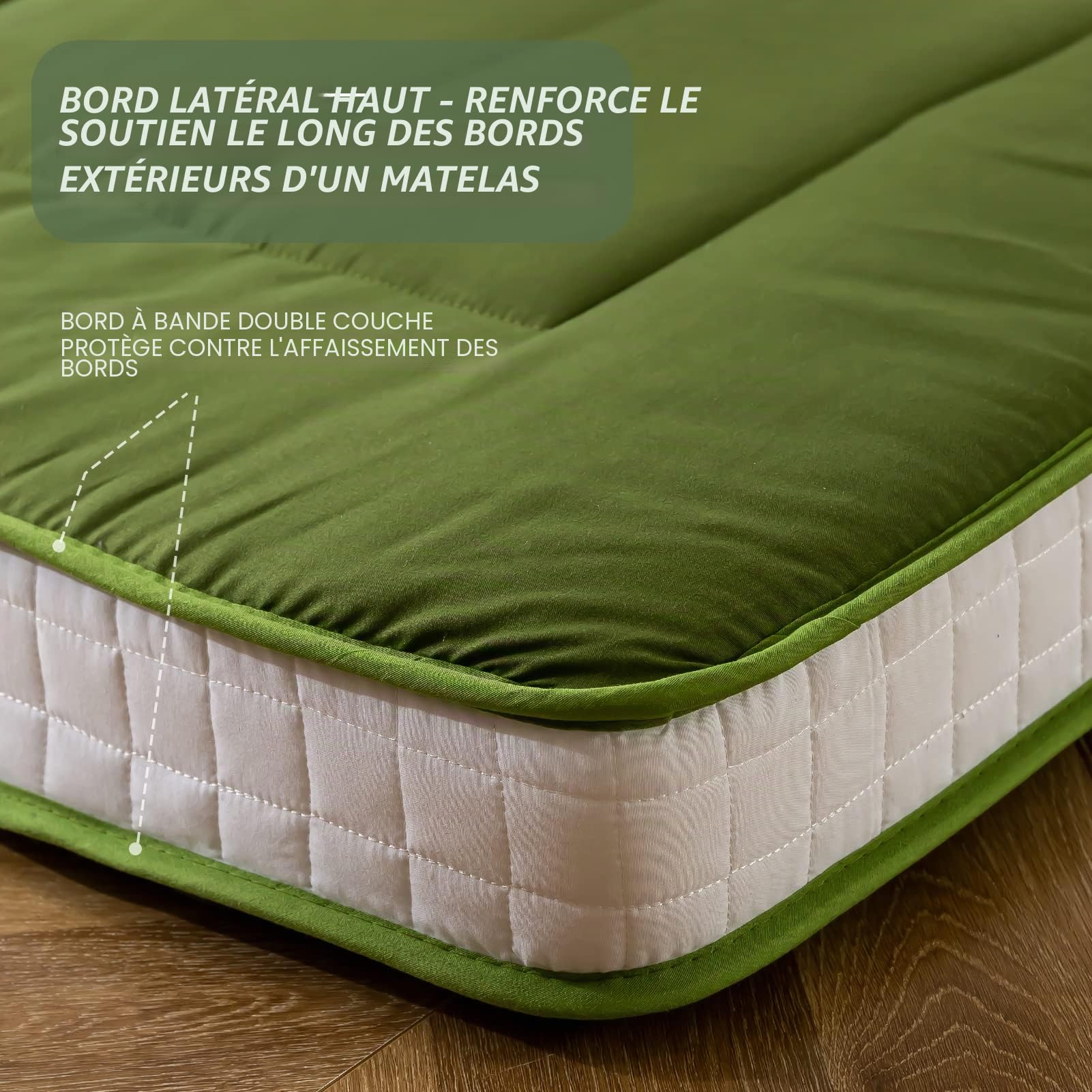 Maxyoyo Matelas futon japonais rembourré - Matelas de sol matelassé - Tapis de couchage pliable extra épais - Respirant - Lit d'invité, canapé, camping - Vert - King size