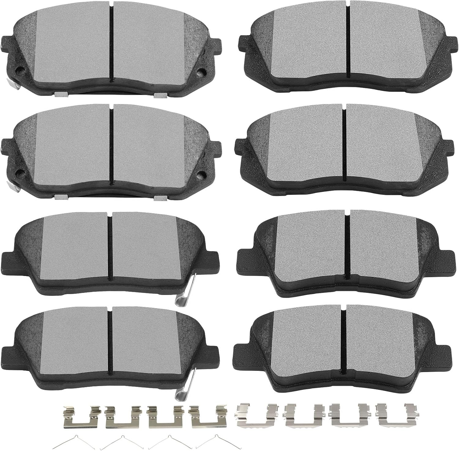 SCITOO Front Rear Disc Brake Pad Set 8PCS w/Hardware Fit For Hyundai For Elantra GT/For Kona/For Veloster,For Kia For Forte/For Forte5 / For Optima/For Soul EV