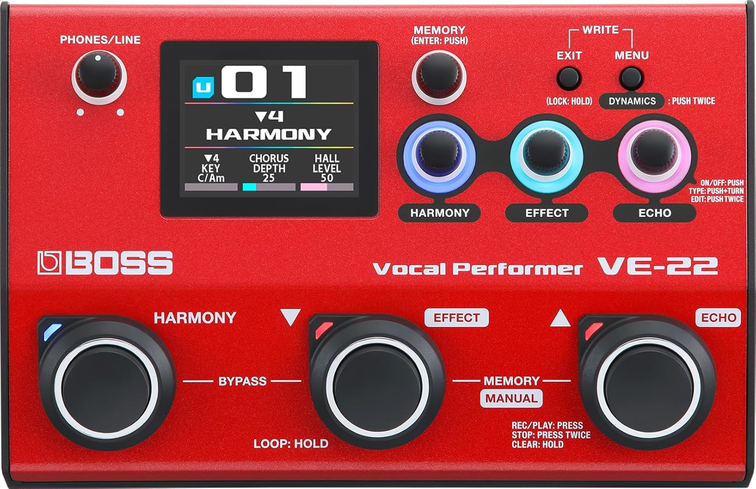 BOSS VE-22 Vocal Performer | Advanced Multi-Effects Processor for Singers | Powerful Harmony