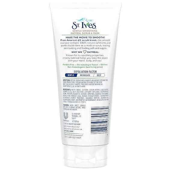 St. Ives Gentle Smoothing Face Scrub and Mask Oatmeal, ONE , 6 oz