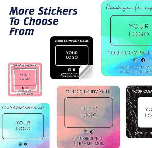 Vista 14 de DayStar Custom Signs & Design, Paquete de 60 calcomanías rectangulares personalizadas de vinilo personalizadas para logotipo de pequeñas empresas