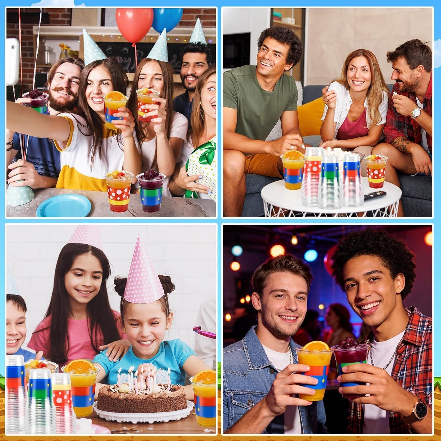 120 Pcs 16Oz Blue Red Party Decorations Cups, Cartoon Themed Disposable Cups Themed Birthday Drinkware Supplies & Holiday Party Coffee Wine Tea Drinks