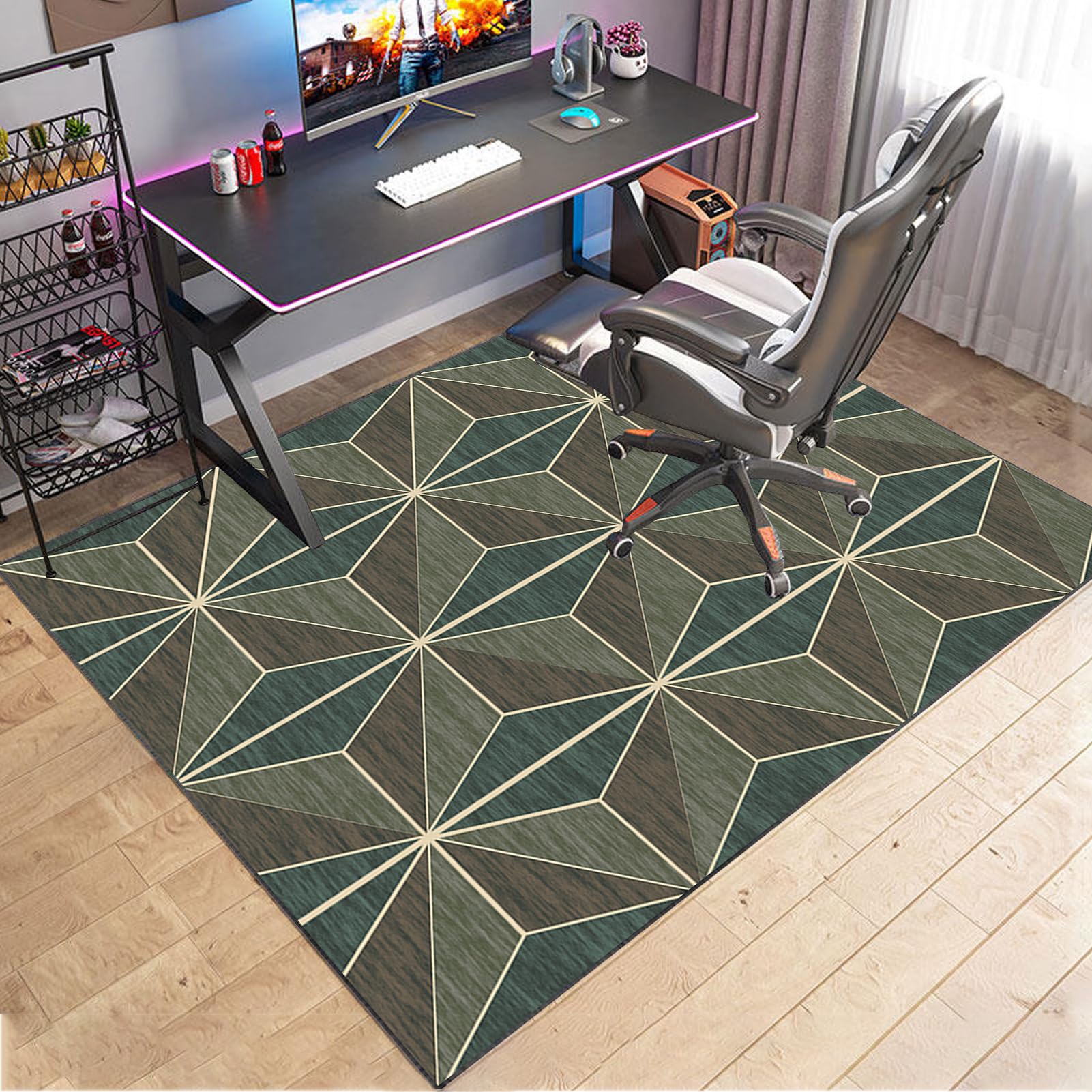 VETCS Gaming Stuhl Unterlage, Bürostuhl Unterlage, Bodenschutz Matte für Bürostuhl, Schreibtischstuhl Unterlage für zu Hause, Bodenschutzmatte für Hartböden, Gaming Teppich für Parkett 160 x 180 cm
