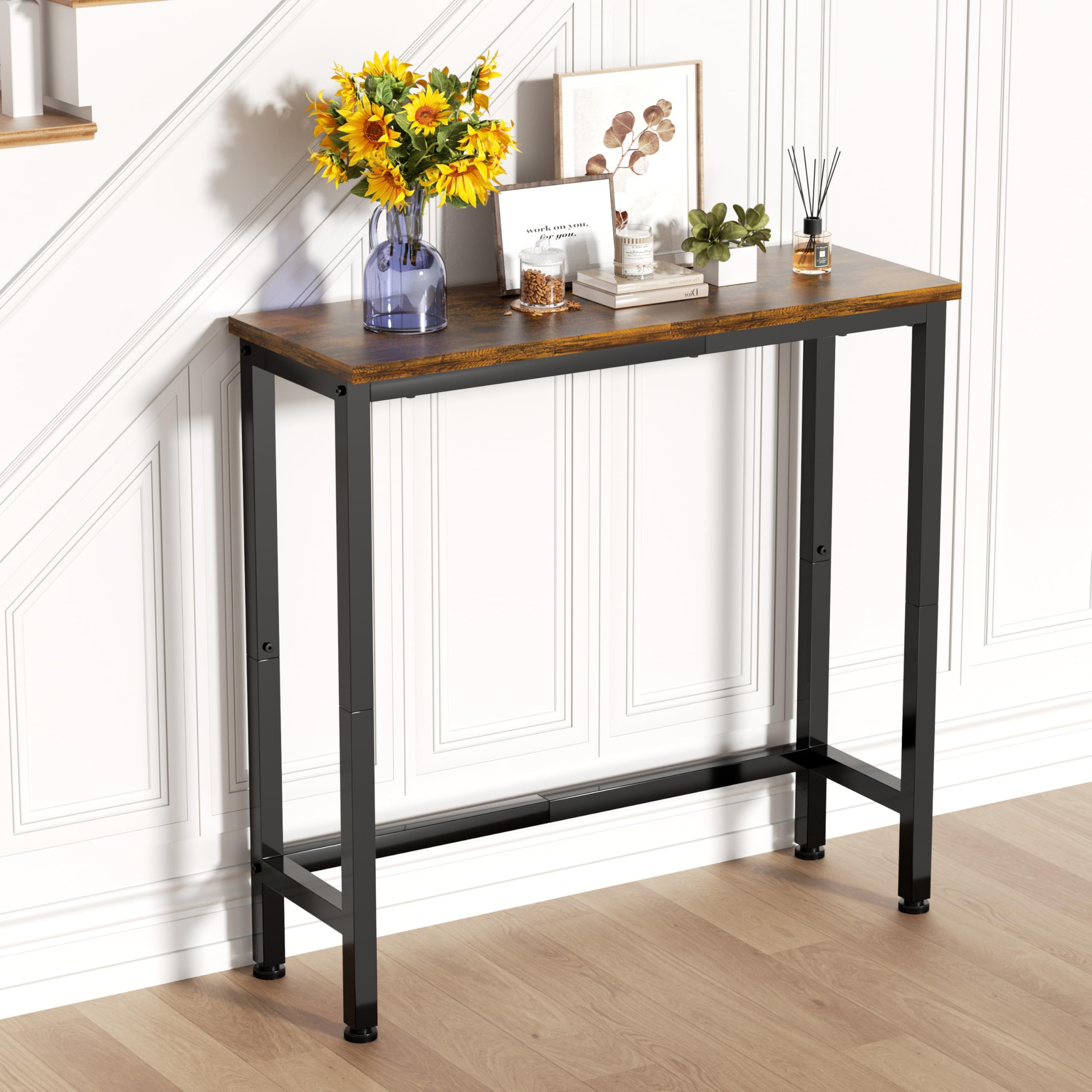 Photo 1 of GRLEAF 29.5" Narrow Console Table, Small Entryway Table, Thin Hallway Table Skinny Sofa Side Display Table for Entrance, Bedroom, Living Room, Foyer, Corridor, Office - Rustic Brown (9.5" Deep)