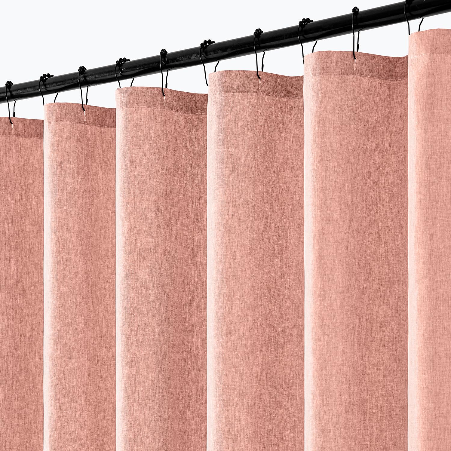 ANRODUO Rideau de douche extra long en tissu – Blanc 182,9 x 274,3 cm avec 12 crochets métalliques durables résistants à la rouille, imperméable et texturé en lin, design à trou de