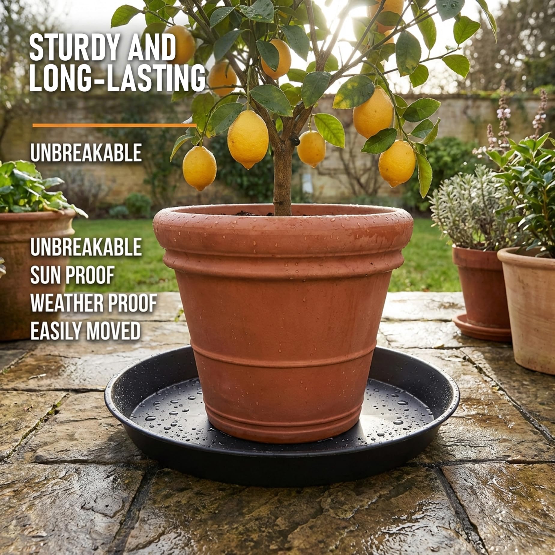 Lot de 2 Plateaux collecteurs d'eau pour Plantes de 45, 7 cm en Plastique Robuste, soucoupes pour Pots Fleurs, Grandes soucoupes pour Plantes d'intérieur et 'extérieur, Plateau Drainage