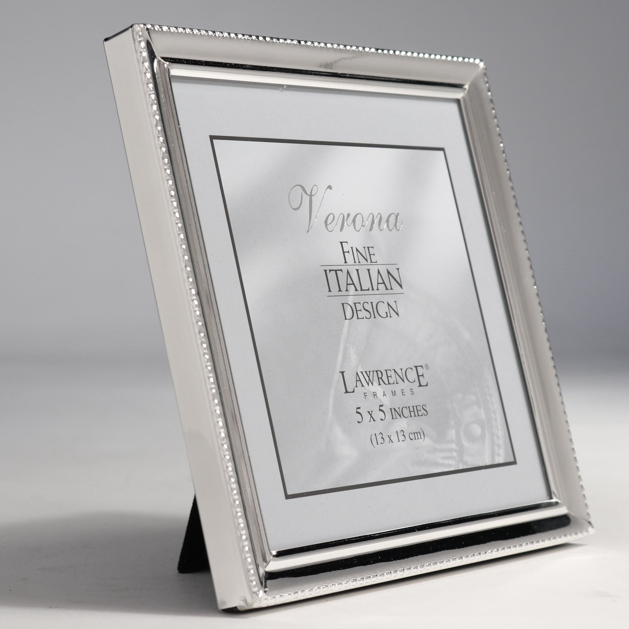 Cadre Photo Argent Massif 5x7 Pouces – Biseauté Perles – Fabriqué En Italie