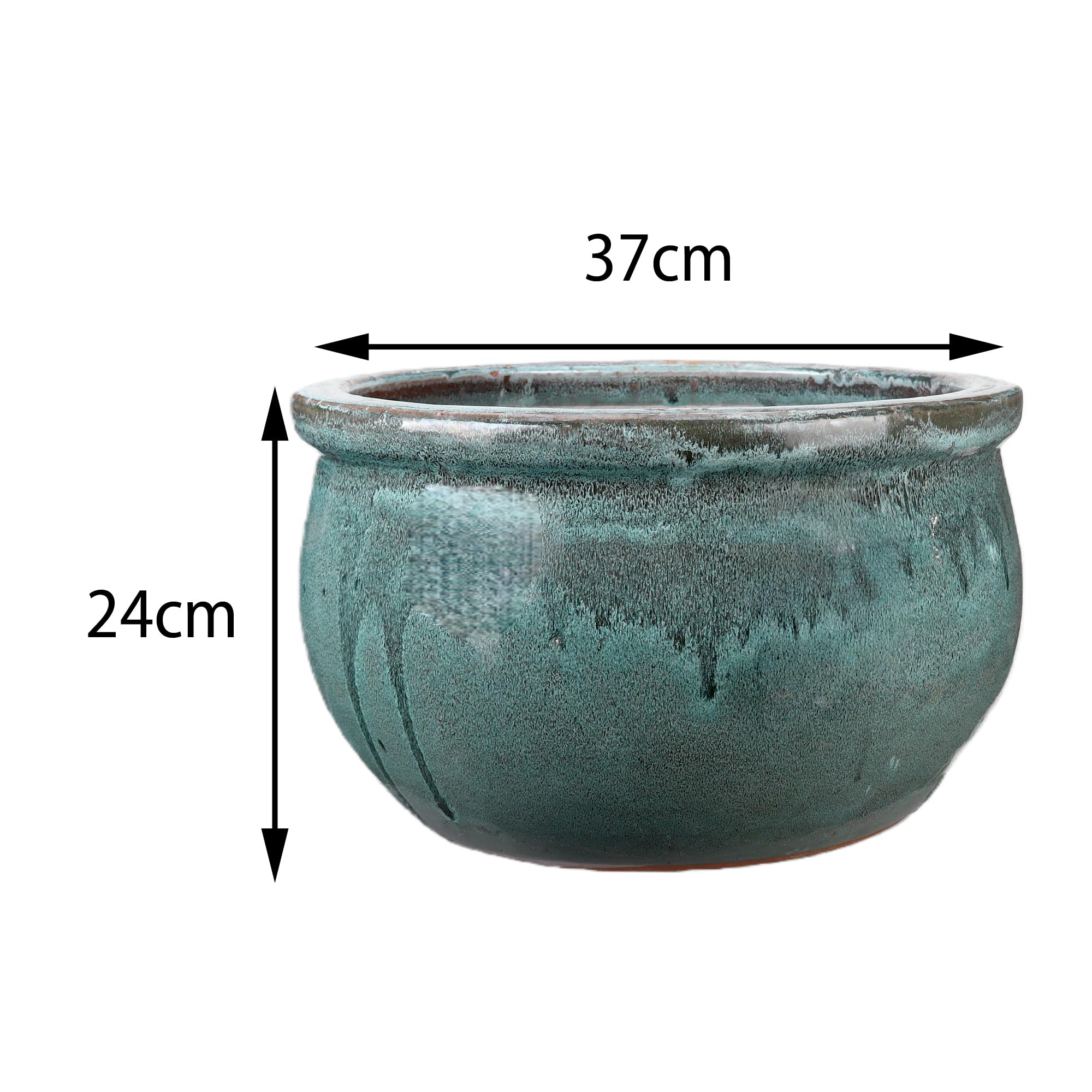 Steinzeug-Blumentopf/Pflanzkübel Bamboo Moosgrün 37x24cm frostfest