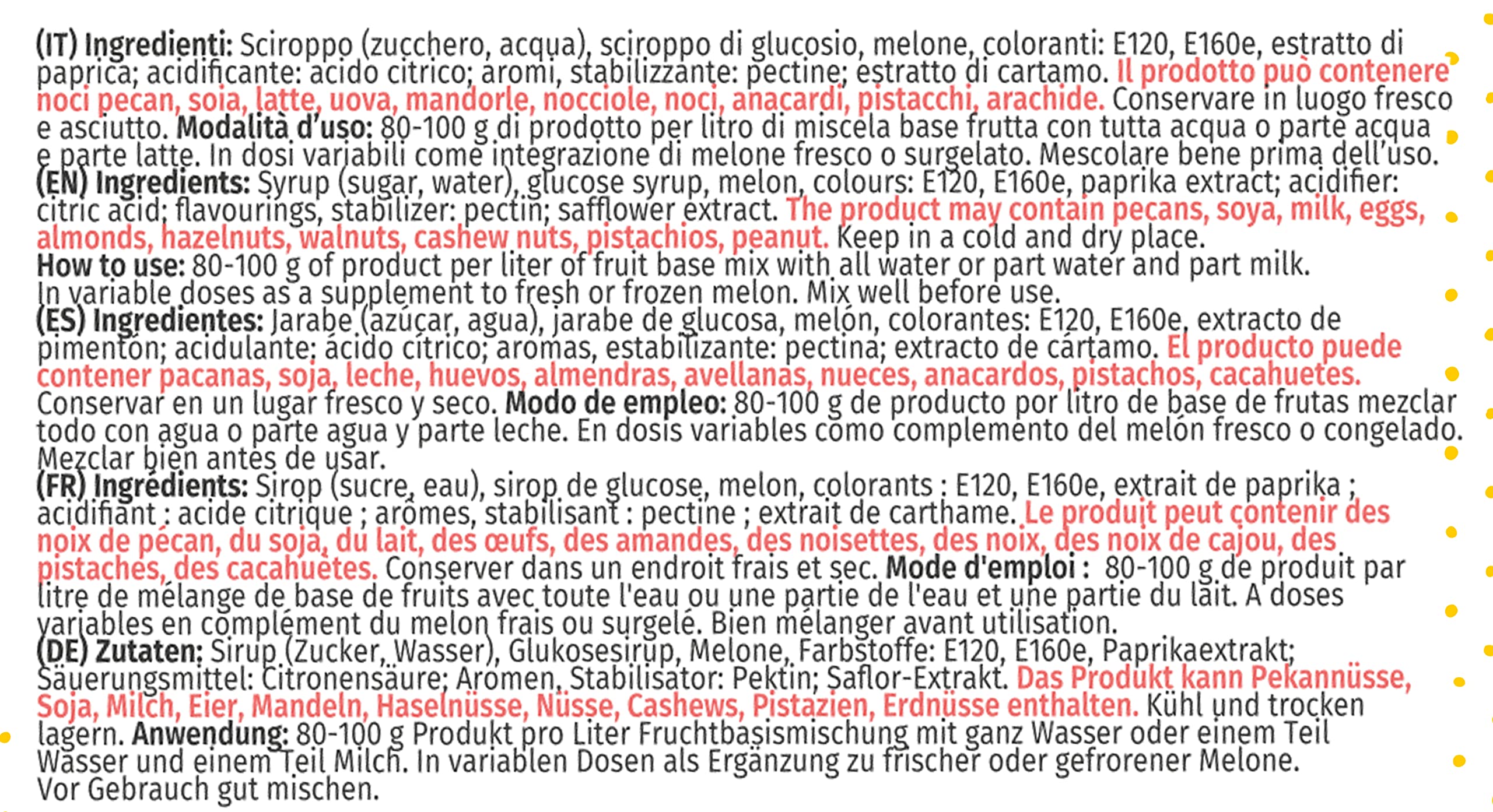 Eispaste aus Melone Produkt für Eiscreme ohne Gluten, 500 g