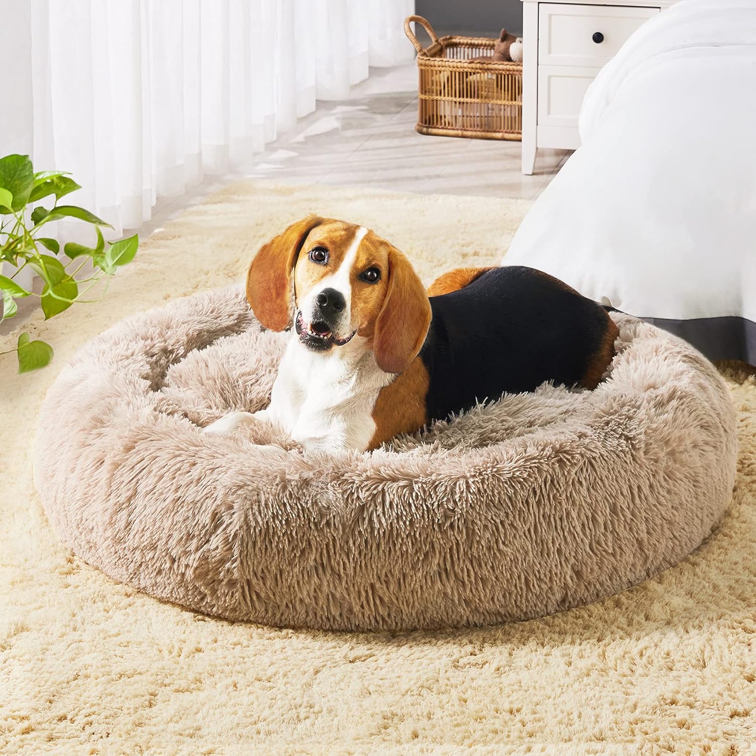 Western Home Dog Bed and Cat Bed, Faux Fur Original Calming Dog Bed for Small Medium Large Pets