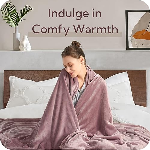 Miniatura 5 de SUNNY HEAT Manta eléctrica térmica, franela reversible de 72 x 84 pulgadas para cuerpo completo, con 10 horas de apagado automático y 4 niveles de