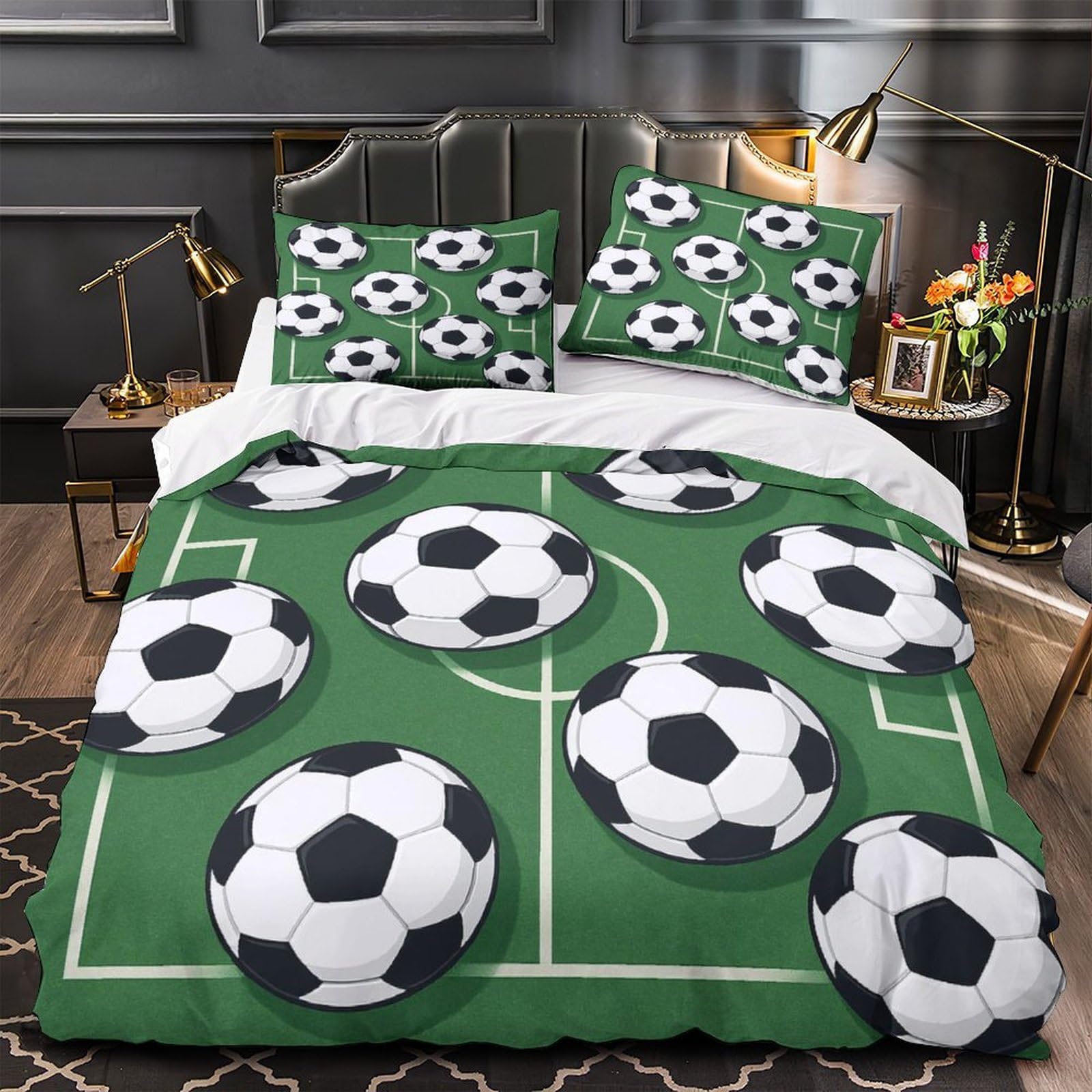 Parure de lit football 135x200 housse de couette microfibre lit 1 place