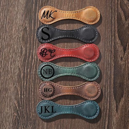 image for Amesuspes Personalized Magnetic Leather Bookmark, Engraved Bookmark, G