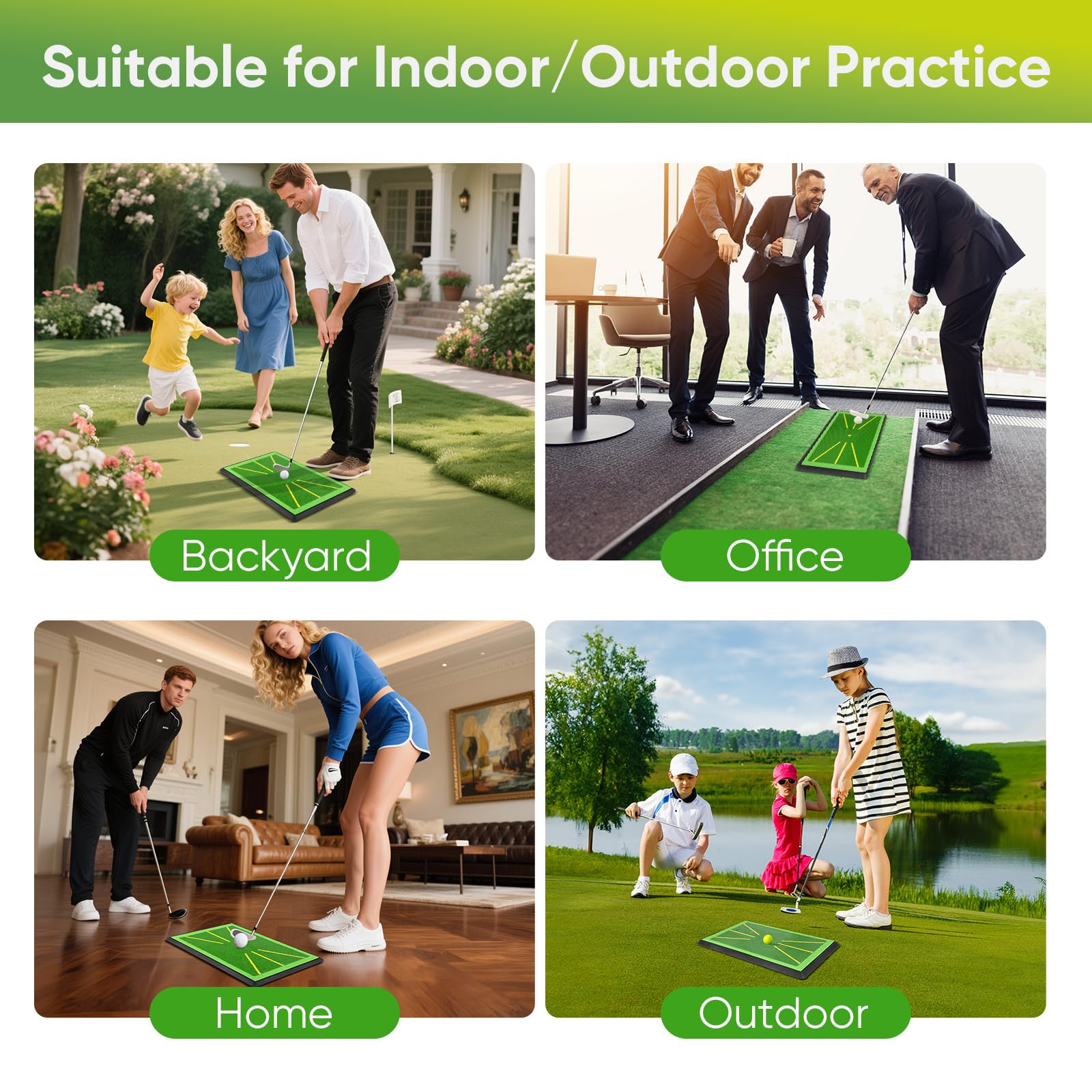 WildFun Golfschaukelmatte, 30,5 x 43,2 cm, breiter Pitchgabelschwungweg für Golf-Training, Indoor-Übung