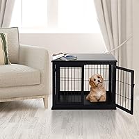 Vista 2 de PawHut Muebles de jaula para perros, mesa auxiliar de jaula para perros pequeños con dos lados de apertura, puerta con cerradura, perrera