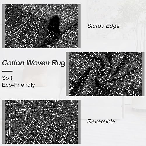 Miniatura 4 de Nailttos Alfombra de pasillo de 2 x 6 pies, moderna alfombra bohemia reversible tejida a mano, lavable a máquina, alfombra de pasillo de cocina para