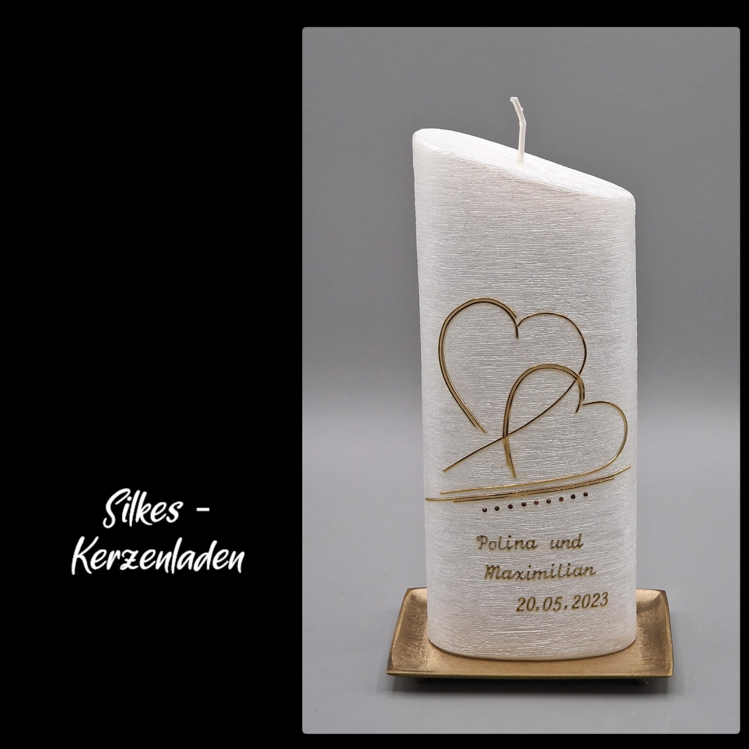 EXKLUSIVE HOCHZEITSKERZE - in Sonderform ; inkl. Beschriftung ! EH 31