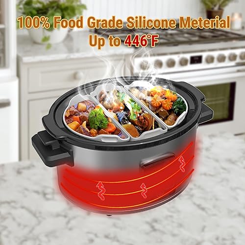 Miniatura 3 de Revestimientos de silicona para olla de cocción lenta compatibles con olla de cocción lenta de 6 a 8 cuartos de galón, el divisor de olla de cocción