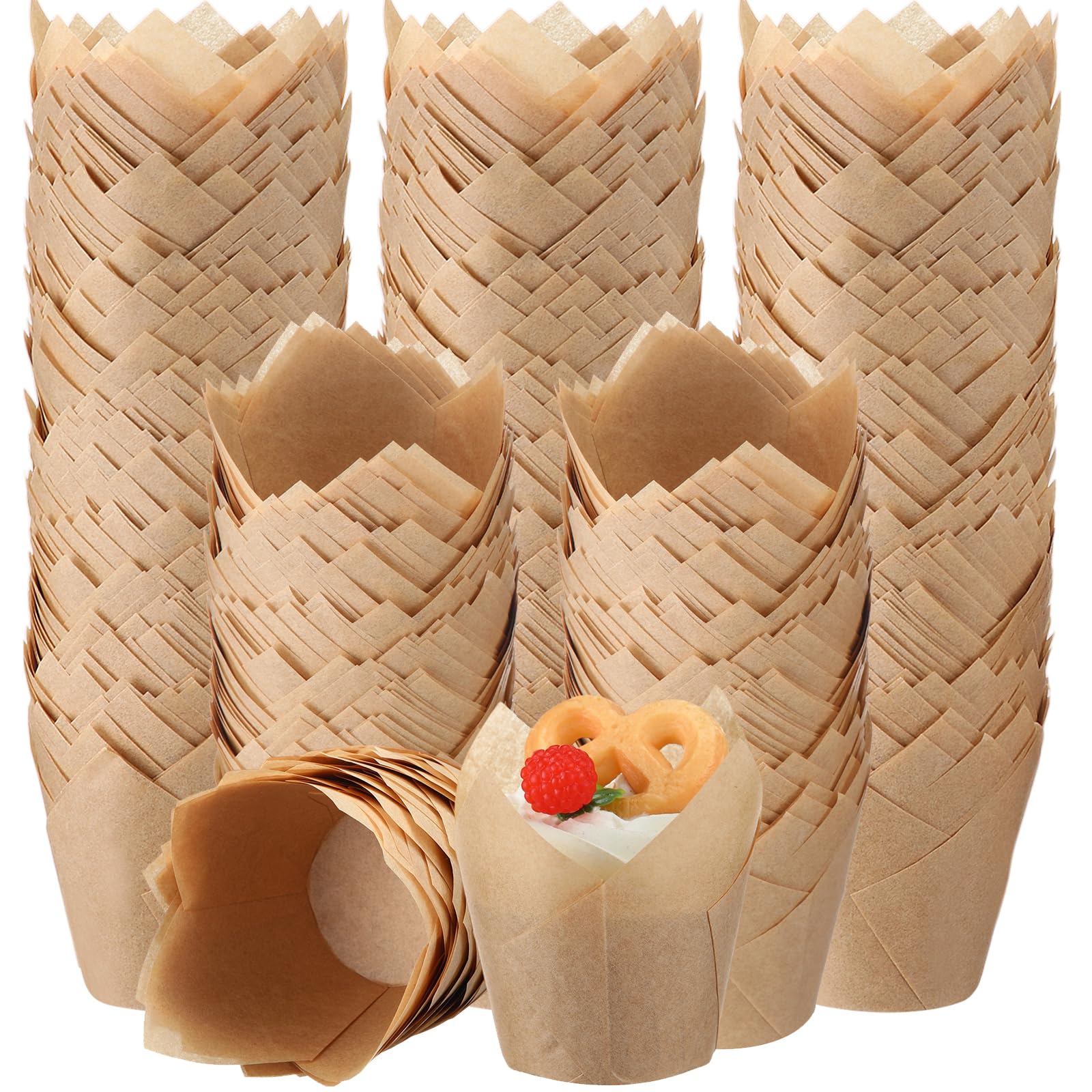 600 moldes para hornear tulipanes, envoltorios para magdalenas, soportes a prueba de grasa para vacaciones, bodas, fiestas de cumpleaños, suministros de Navidad (estilo básico)