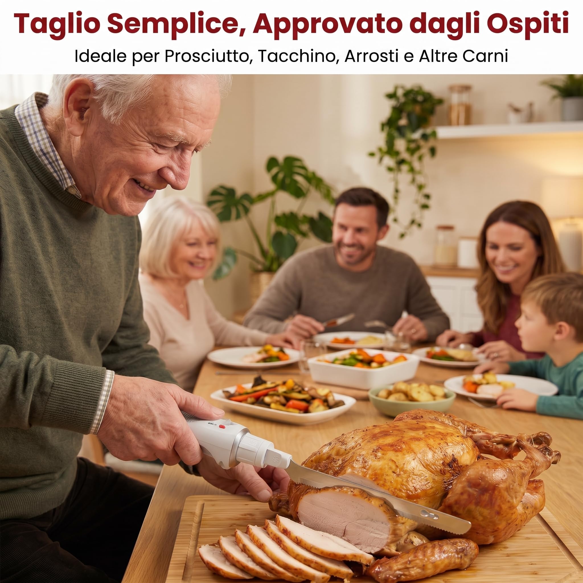 keenstone Coltello Elettrico Senza Fili, Coltello da Cucina Ricaricabile USB-C per Carne, Arrosti, Tacchino, Pane e Pesce, Impugnatura Ergonomica, Taglio Preciso e Senza Sforzo