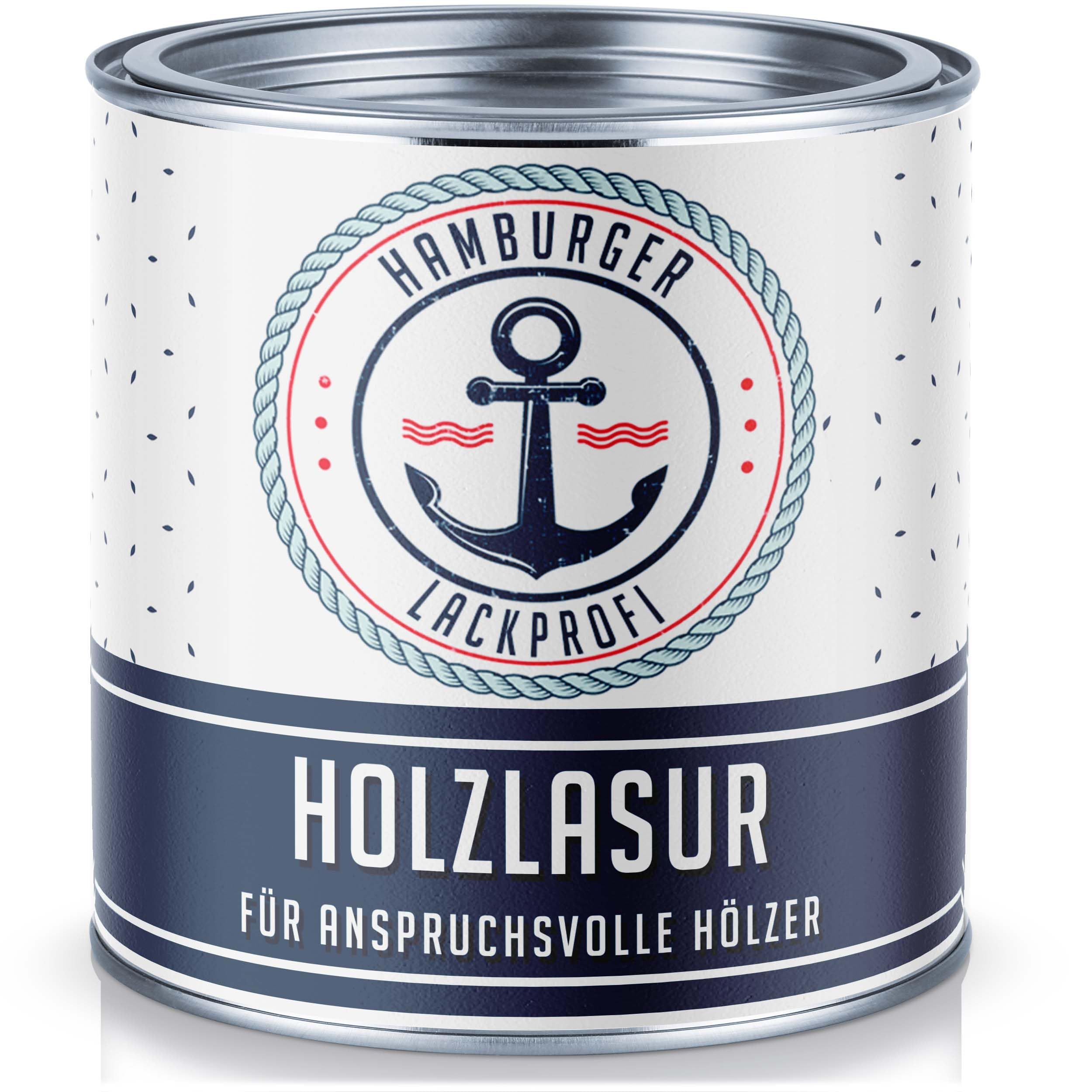 Universale Holzlasur AUSSEN Kastanie Seidenmatt & Innen besonders atmungsaktiv & UV beständig // Hamburger Lack-Profi (1 L)