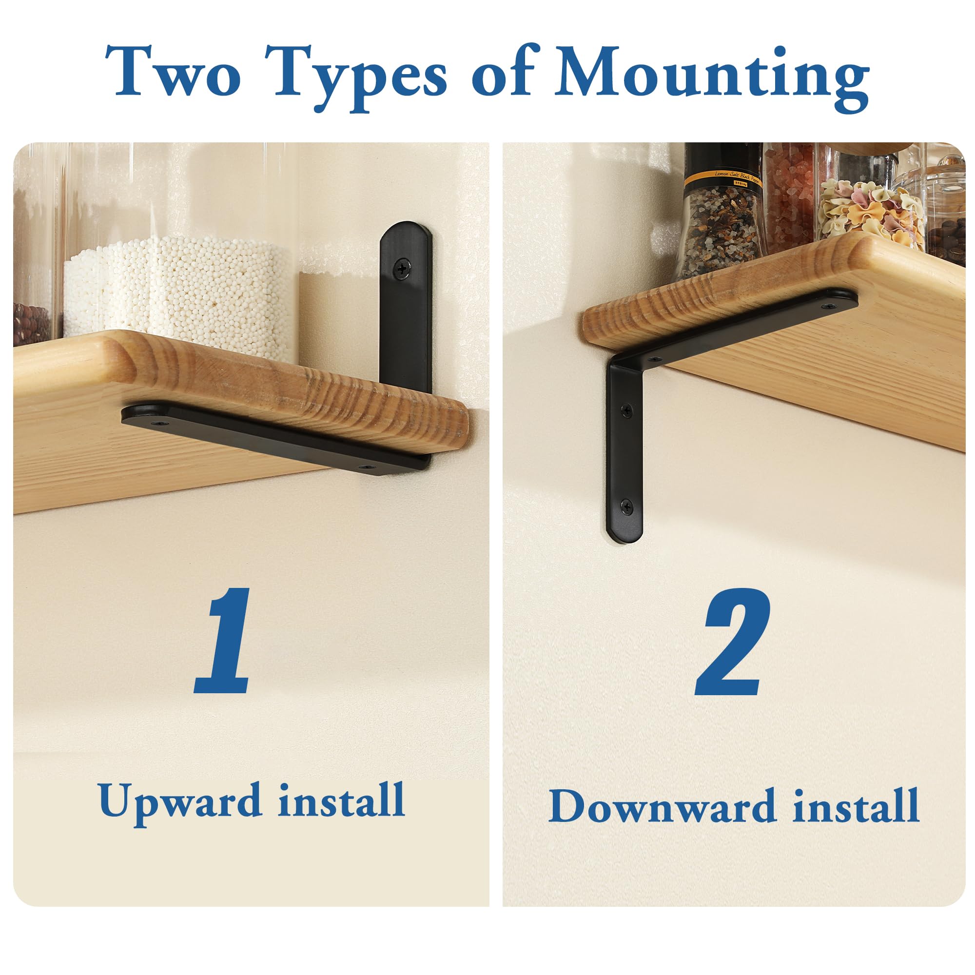 Mooche 4Pcs Shelf Brackets Black, Heavy Duty Angle Brackets, Metal L-Shaped Shelf Bracket - Image 3